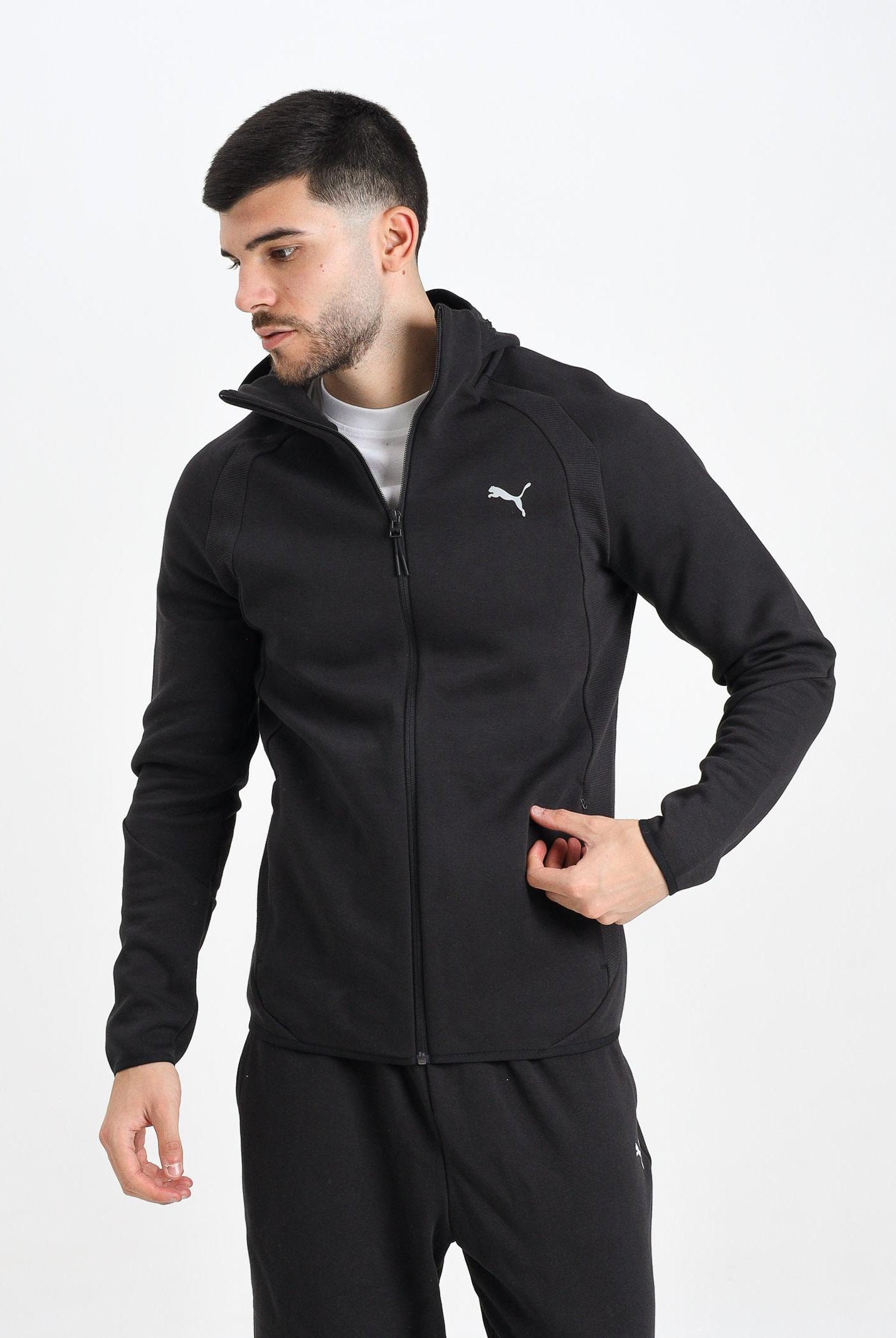 PUMA Felpa con zip Evostripe nera da uomo 688231 01 PUMA