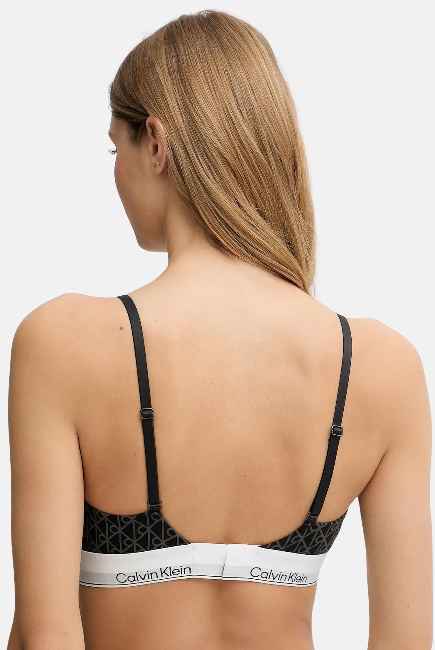 CALVIN KLEIN Bralette nera da donna caratterizzata da stampa monogramma "CK" LV00QF8498 2RG CALVIN KLEIN