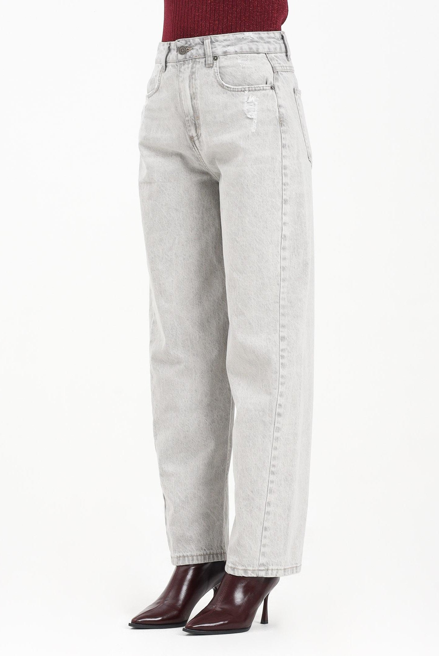 VICOLO Jeans Phoebe da donna in denim grigio chiaro dal lavaggio vintage DF5139 VU VICOLO