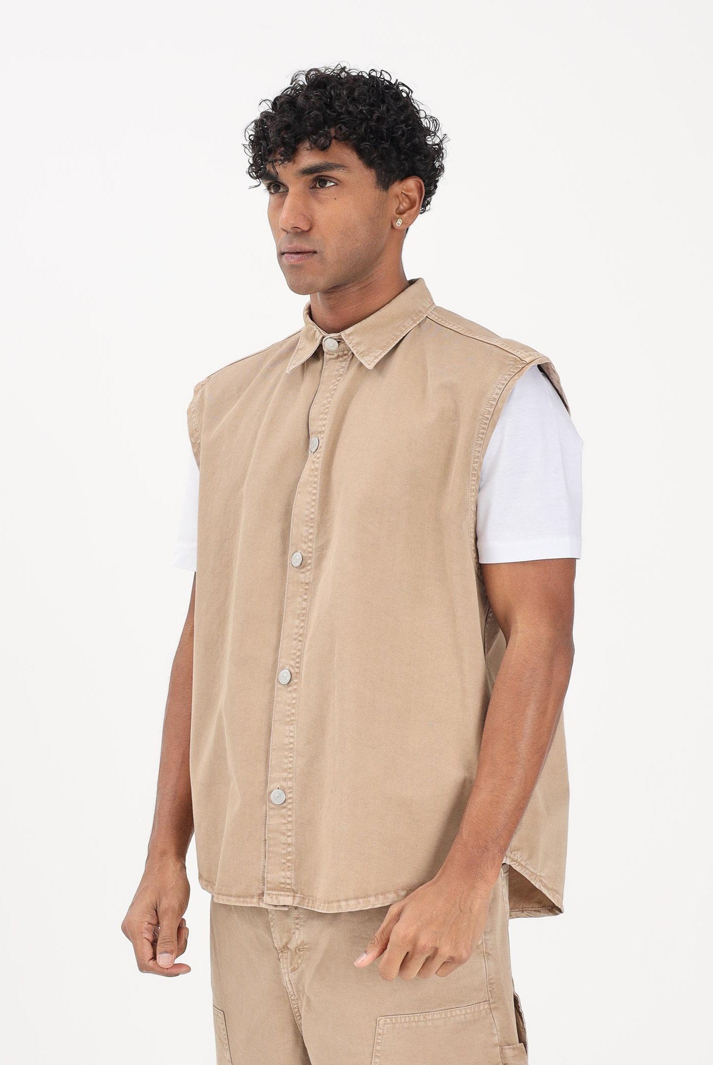 I'M BRIAN Camicia smanicata beige da uomo CA3654 0025 I'M BRIAN