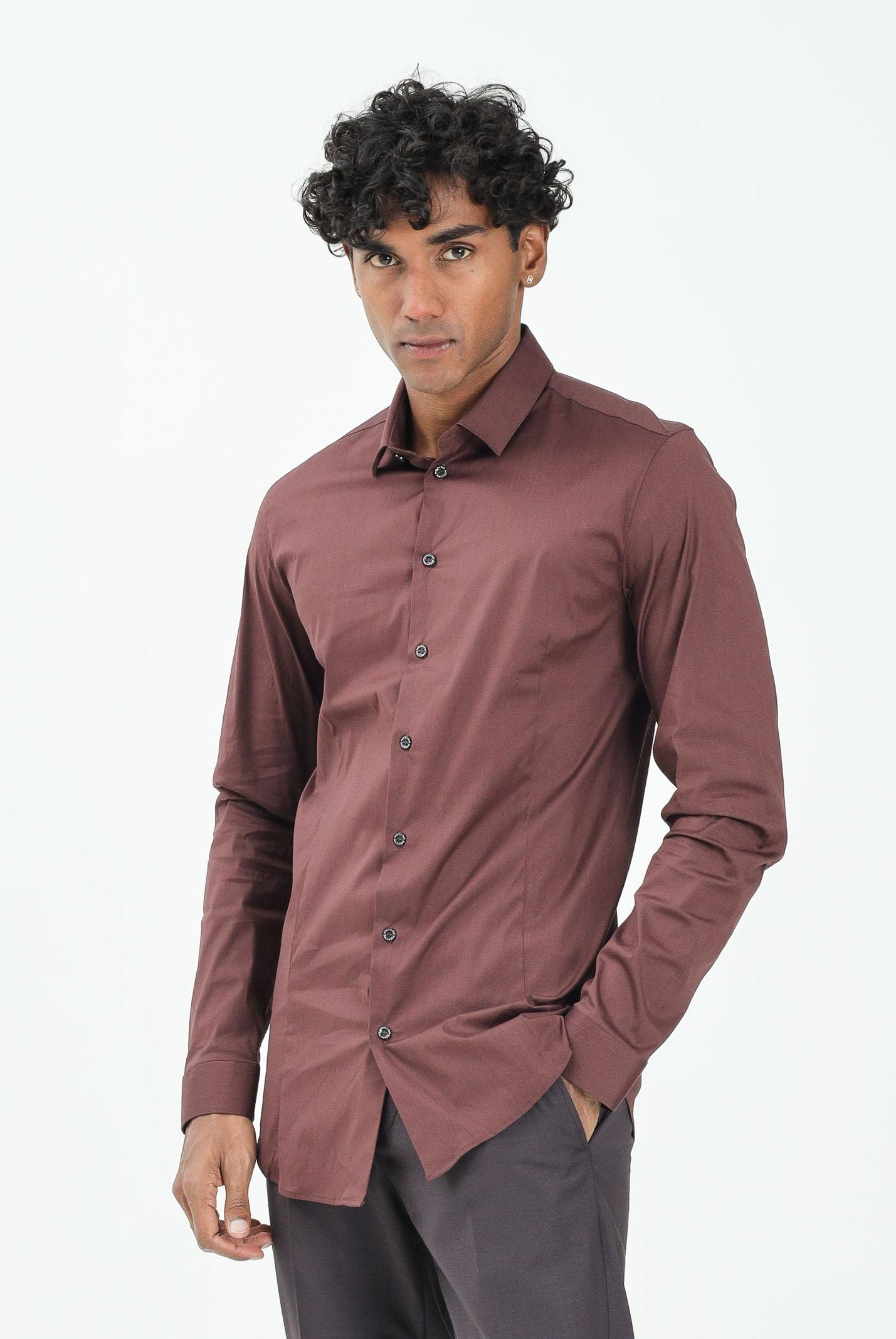 PATRIZIA PEPE Camicia a maniche lunghe bordeuax da uomo 5C0055A01 R883 PATRIZIA PEPE