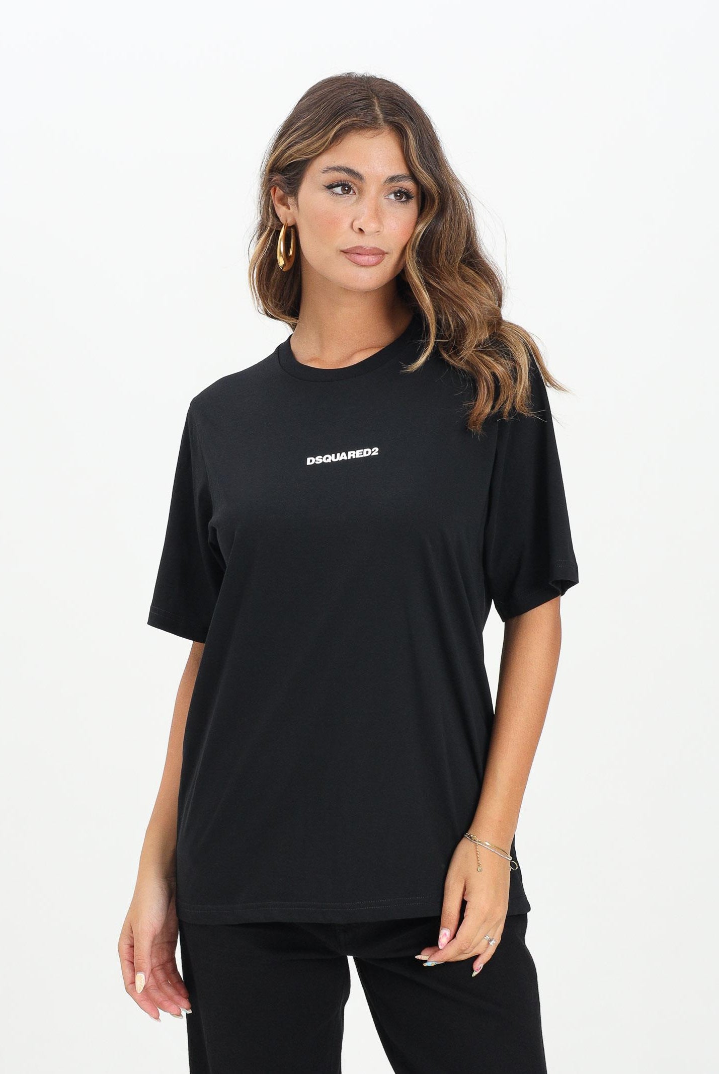 DSQUARED2 T-shirt a manica corta nera per donna, ragazzi e bambini con logo DSQUARED2 DQ2823D004G DQ900 DSQUARED2