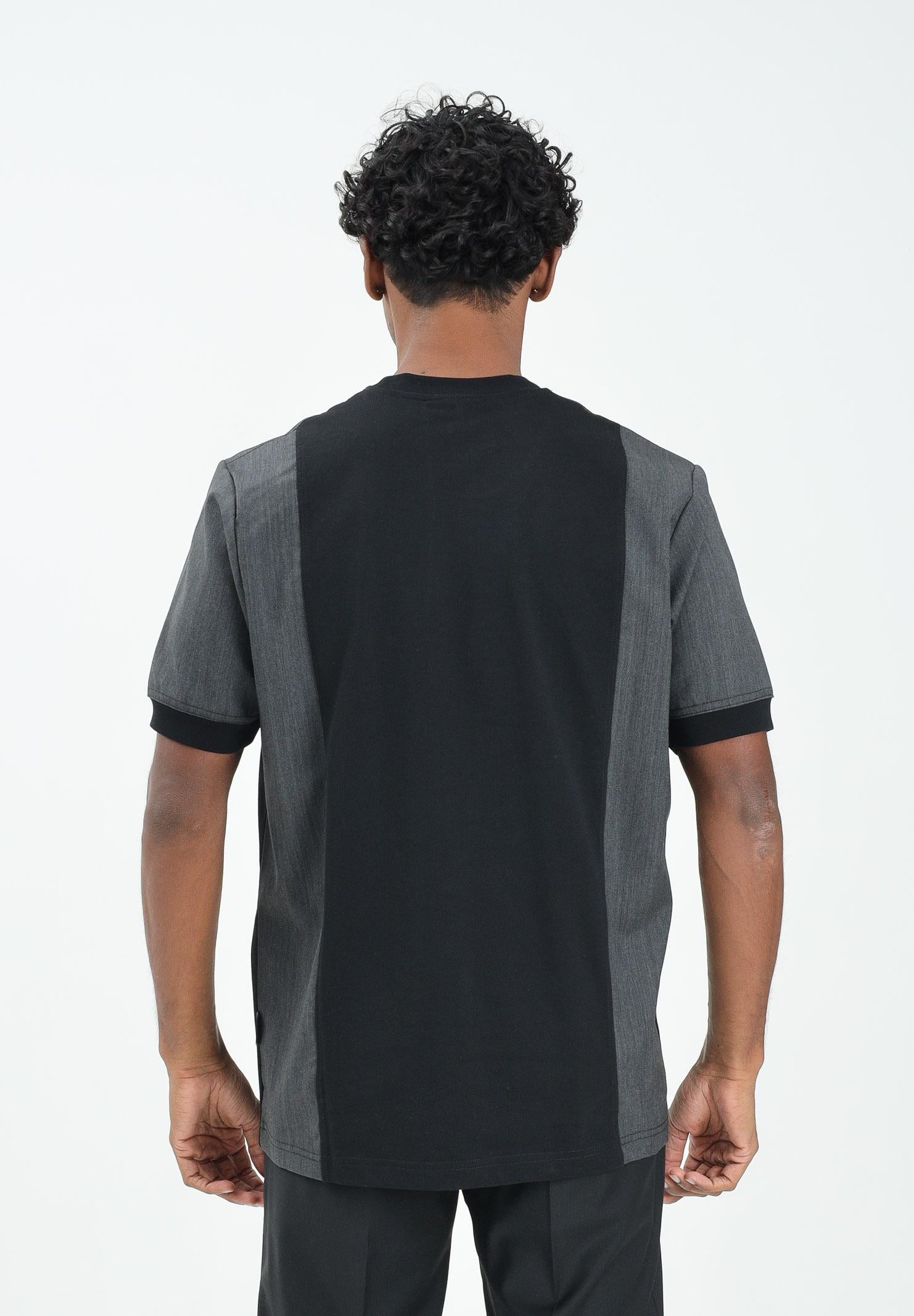 YES LONDON T-shirt a manica corta nera da uomo con inserti grigi XM4215 NE YES LONDON