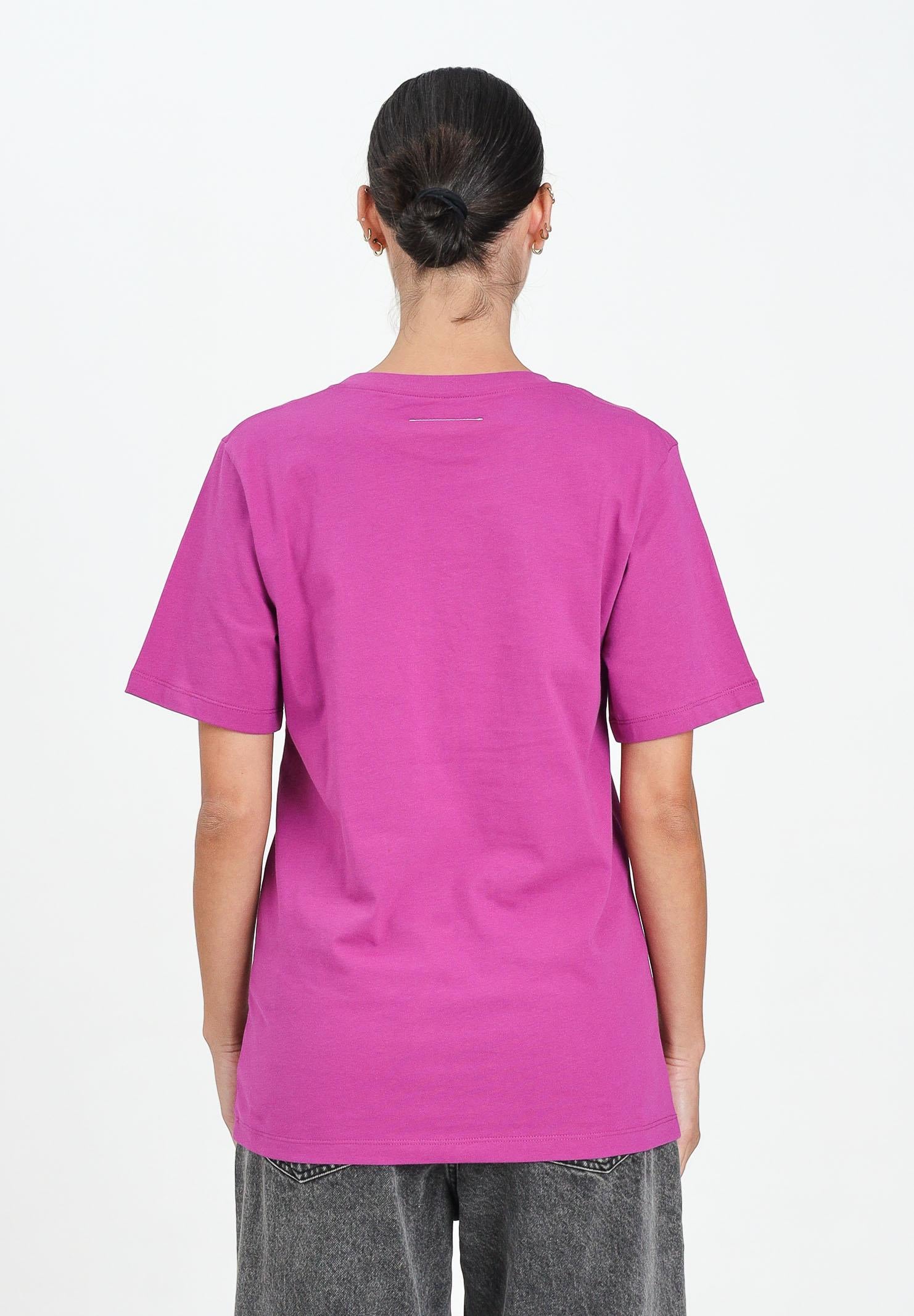 MAISON MARGIELA T-shirt a manica corta color prugna per donna, ragazzi e bambini arricchita da un logo Hand Written M60897MM02Y M6602 MAISON MARGIELA