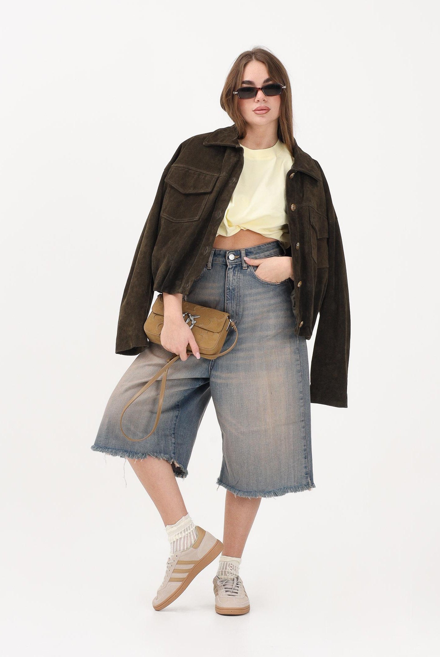 VICOLO Bermuda Carola in denim sabbiato da donna DAB5082 ADE VICOLO