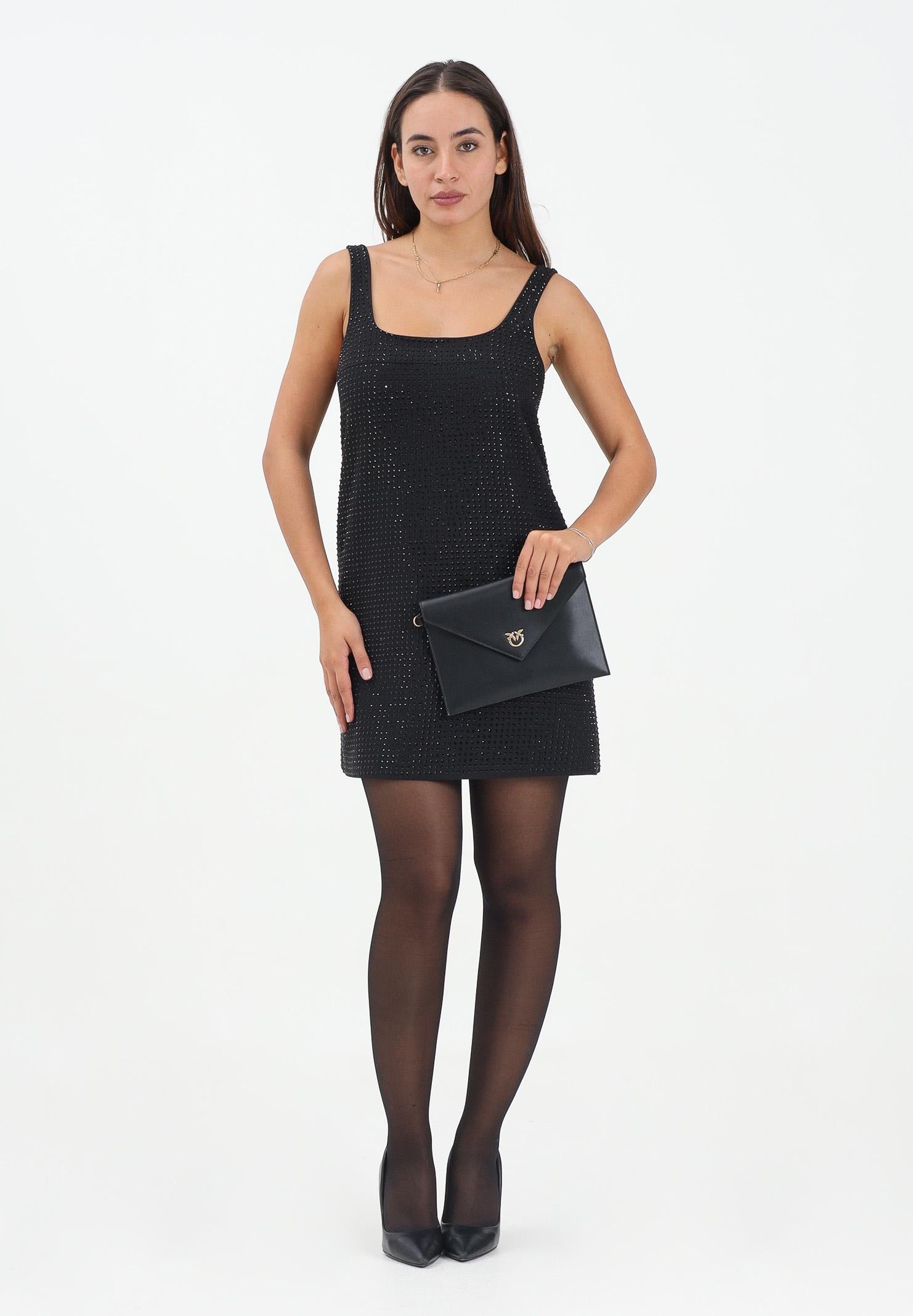 PINKO Abito corto nero da donna full strass 105927A287 Z99 PINKO
