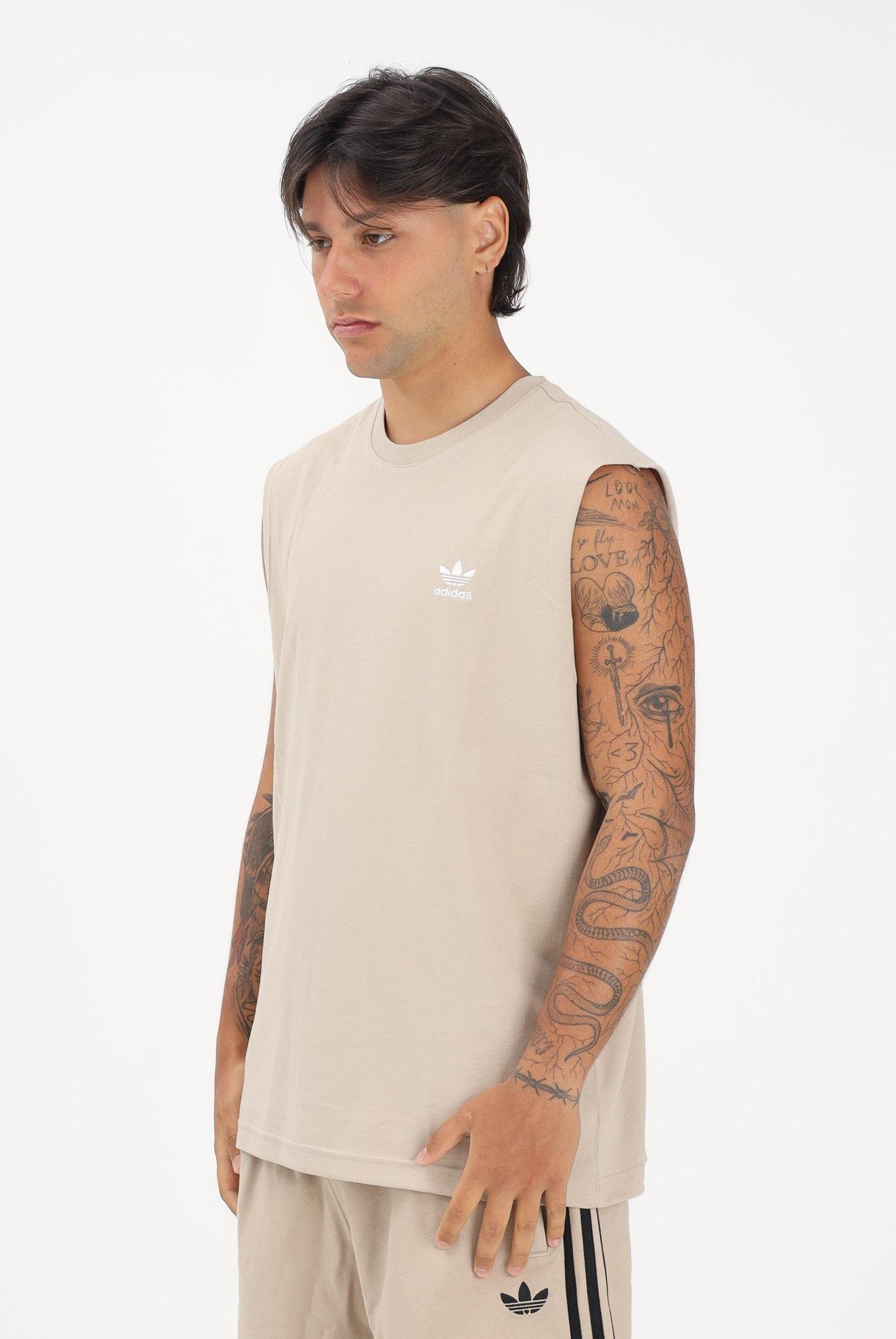 ADIDAS ORIGINALS Canotta TREFOIL ESSENTIALS beige da uomo KE3397 . ADIDAS ORIGINALS