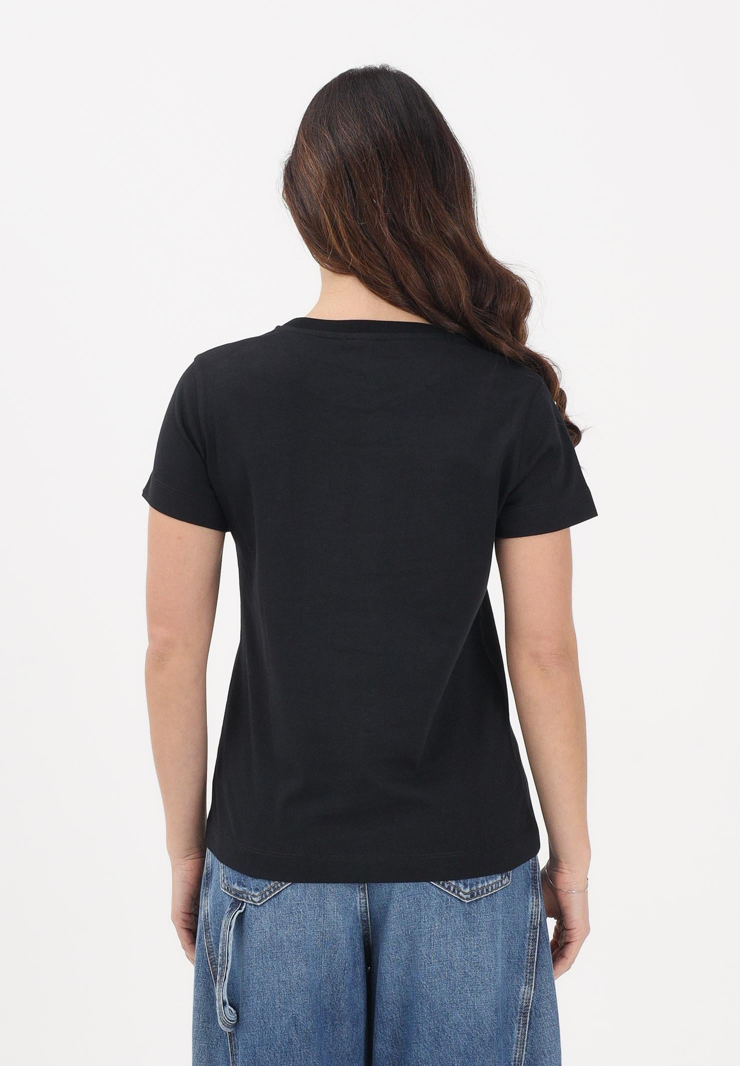 PINKO T-shirt a manica corta nera da donna con ricamo logo Love Birds 100355A339 Z99 PINKO