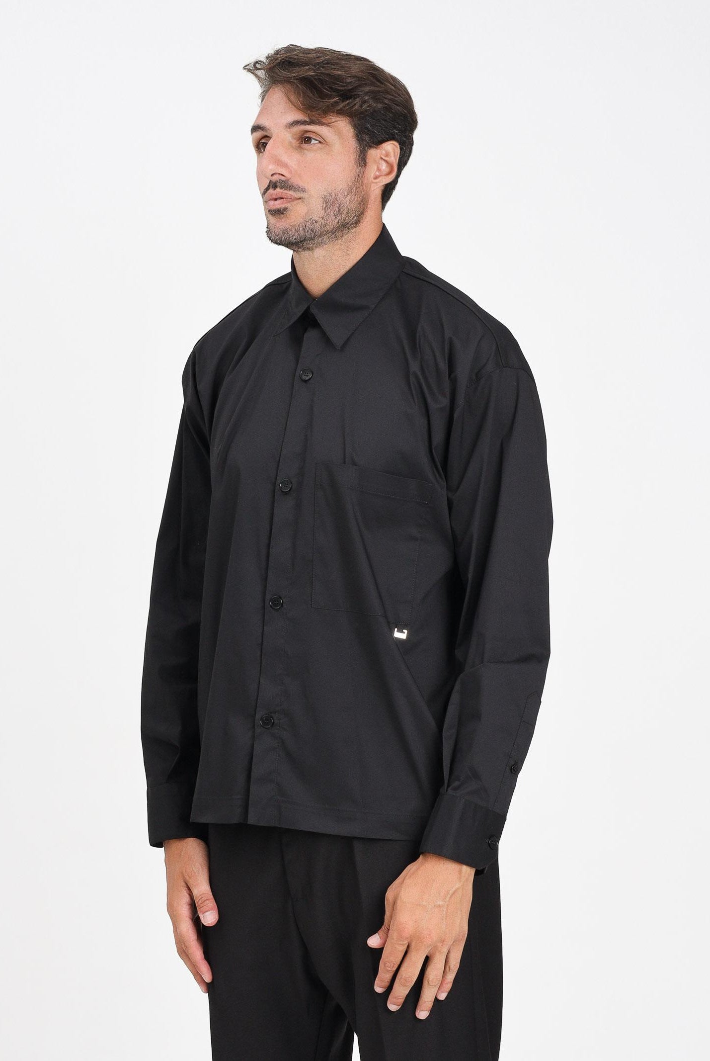 I'M BRIAN Camicia a manica lunga nera da uomo con tasca CA3422 009 I'M BRIAN