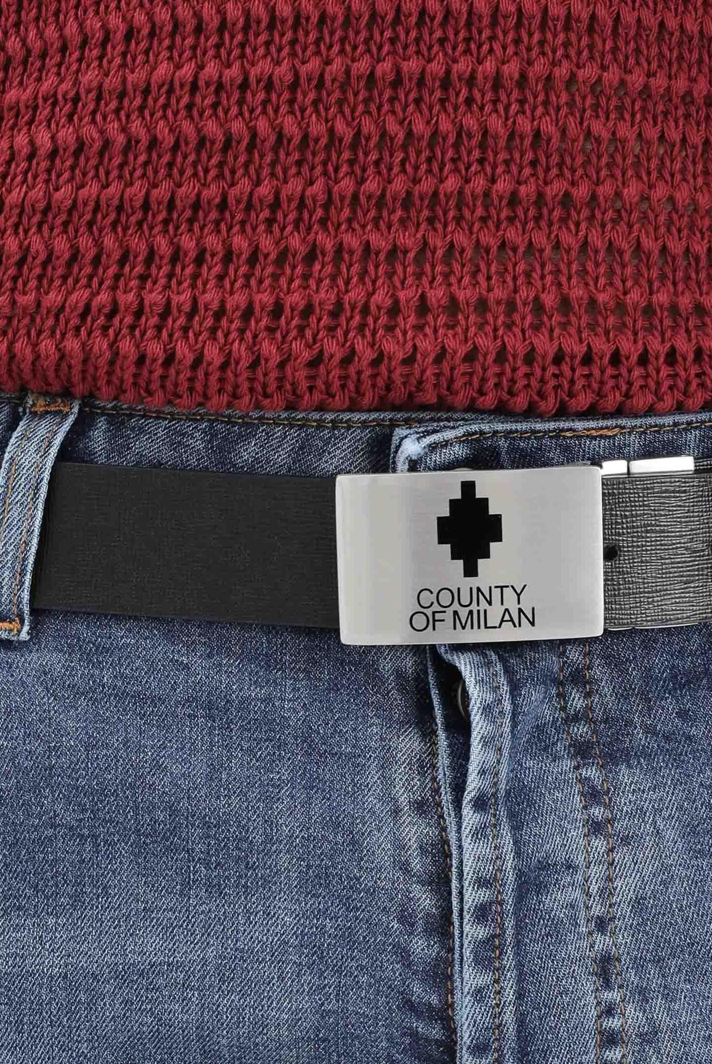 MARCELO BURLON COUNTY OF MILAN Cintura nera da uomo con fibbia logata COMAS2605070920 . MARCELO BURLON COUNTY OF MILAN