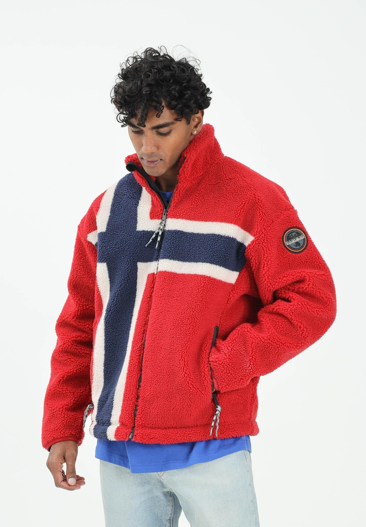 NAPAPIJRI Felpa con zip in Pile Fiemme rossa da uomo NP0A88TCFZF1 NAPAPIJRI