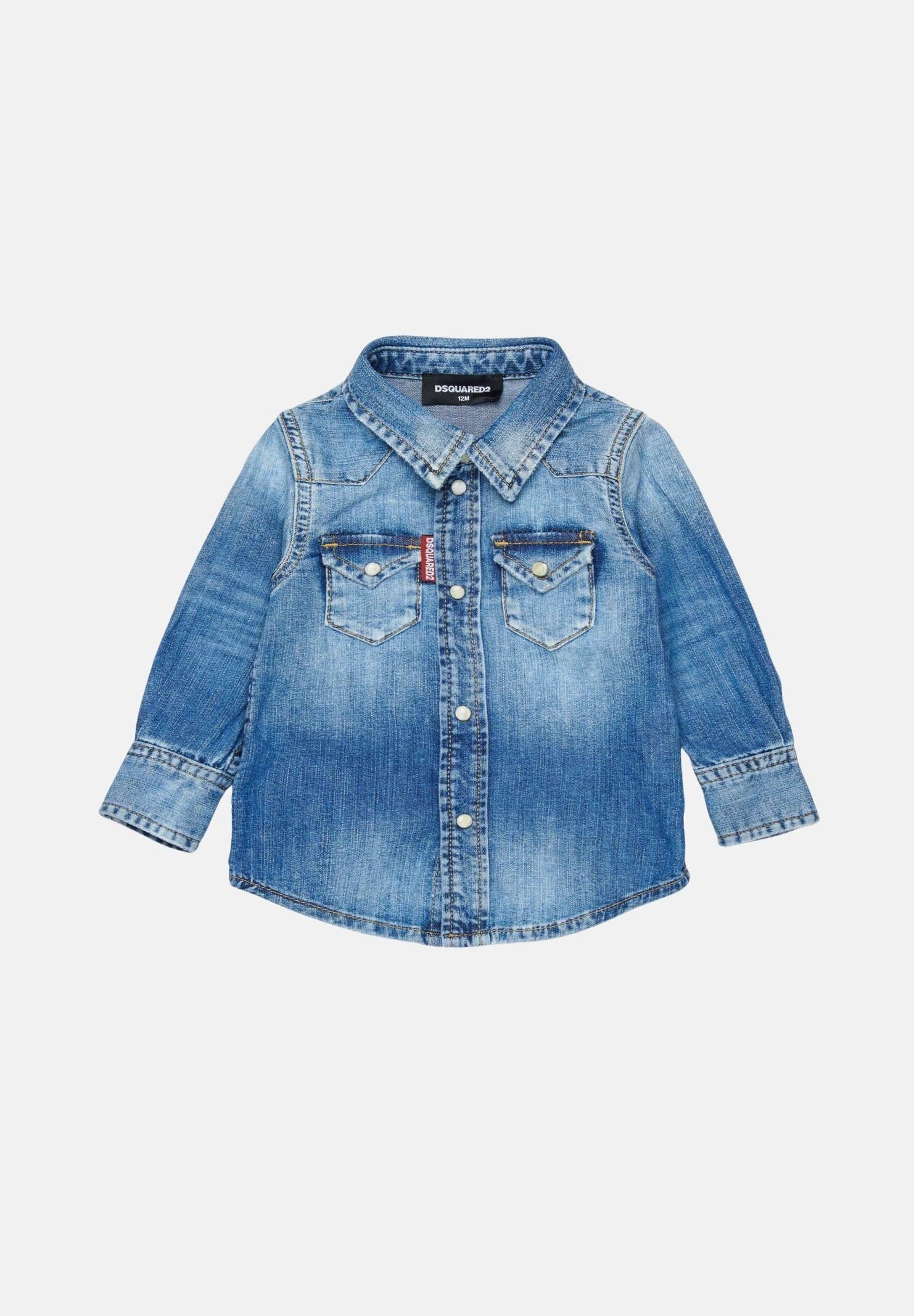 DSQUARED2 Camicia a manica lunga in denim chiaro da neonato DQ033GD0AFP DQ01 DSQUARED2