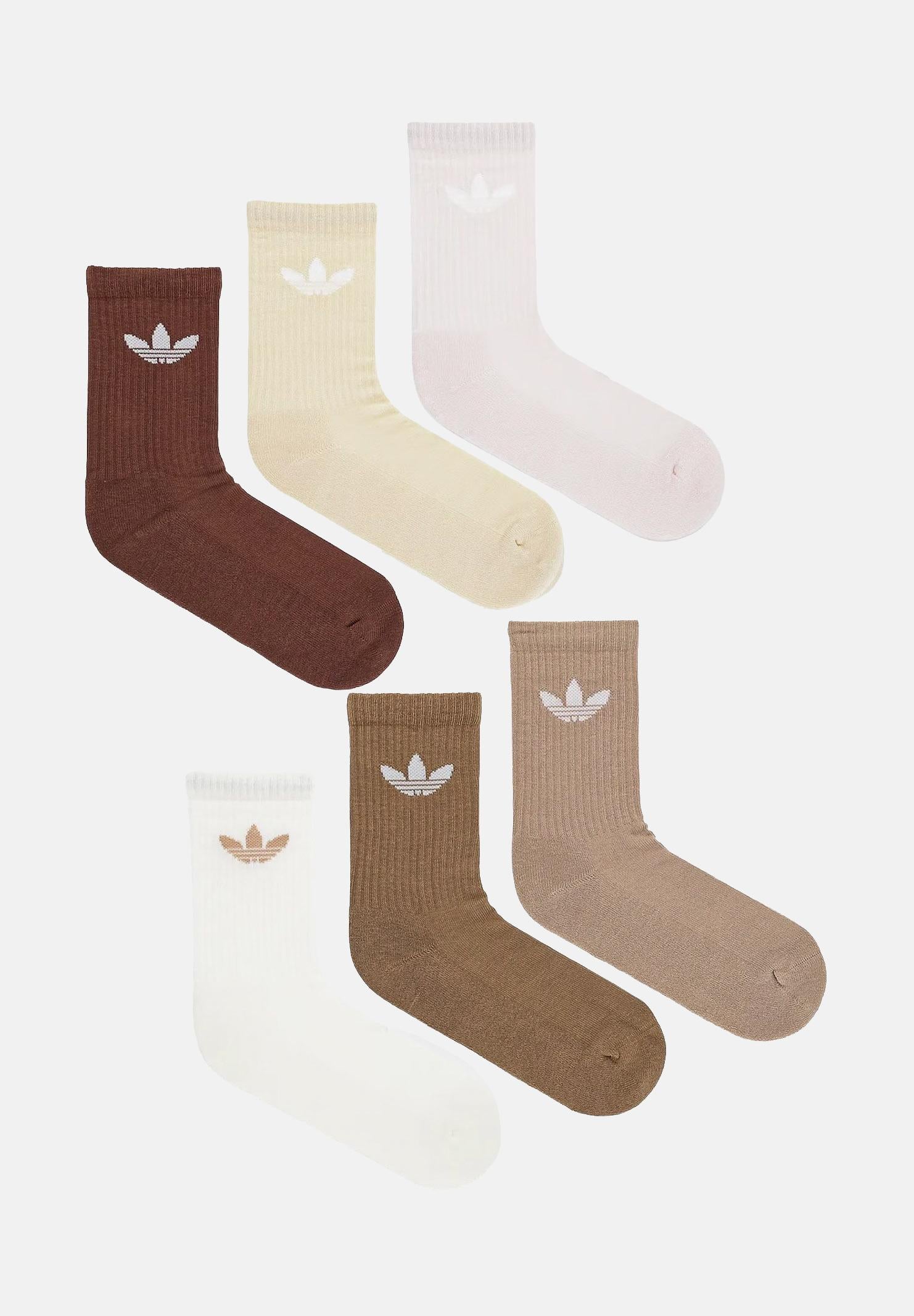 ADIDAS ORIGINALS Calzini Trefoil Cushion Crew (6 paia) nei toni terra per uomo e donna JY2678 . ADIDAS ORIGINALS