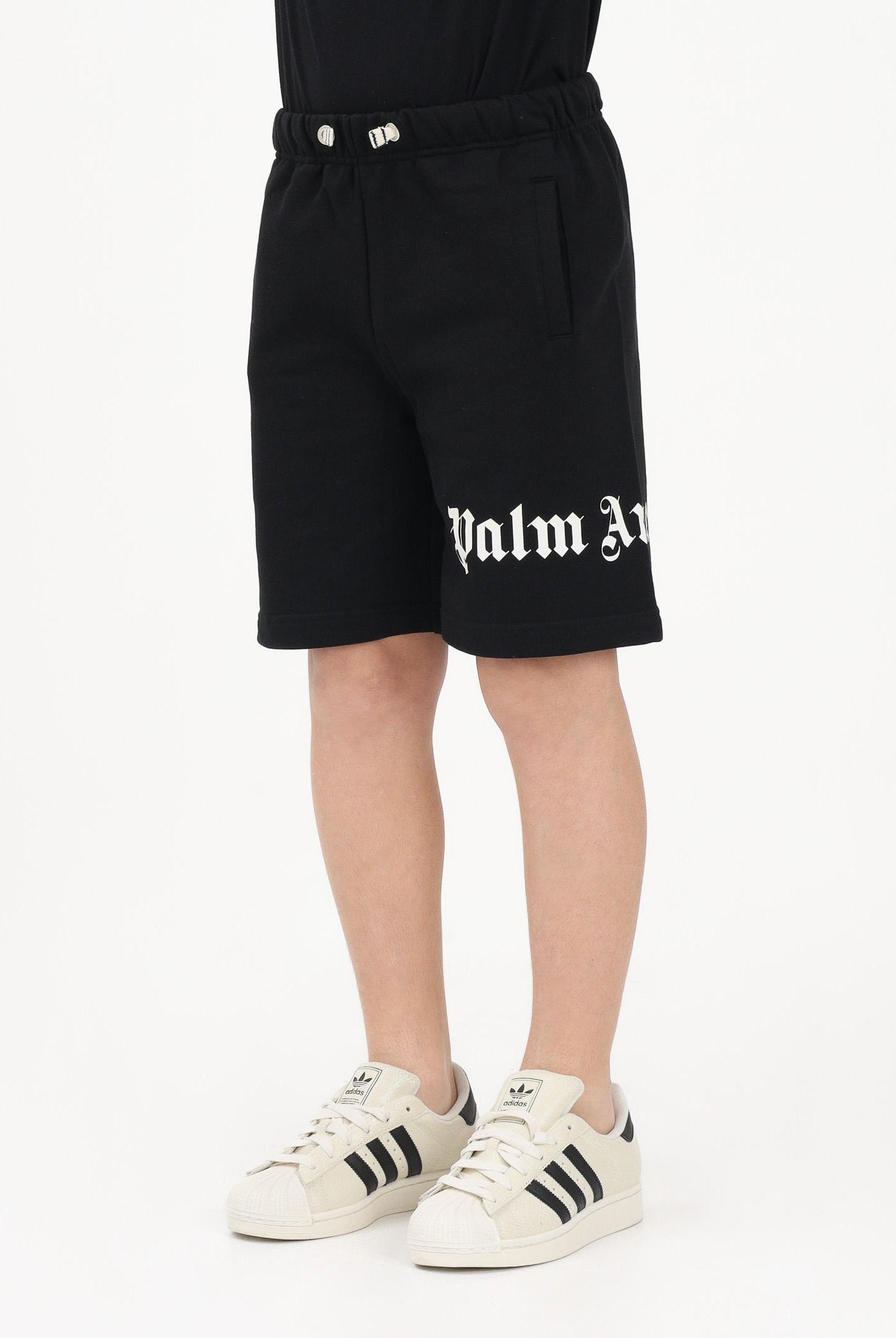 PALM ANGELS Shorts sportivo nero per donna, ragazzi e bambini con logo PBCI006S26FLE001 110 PALM ANGELS