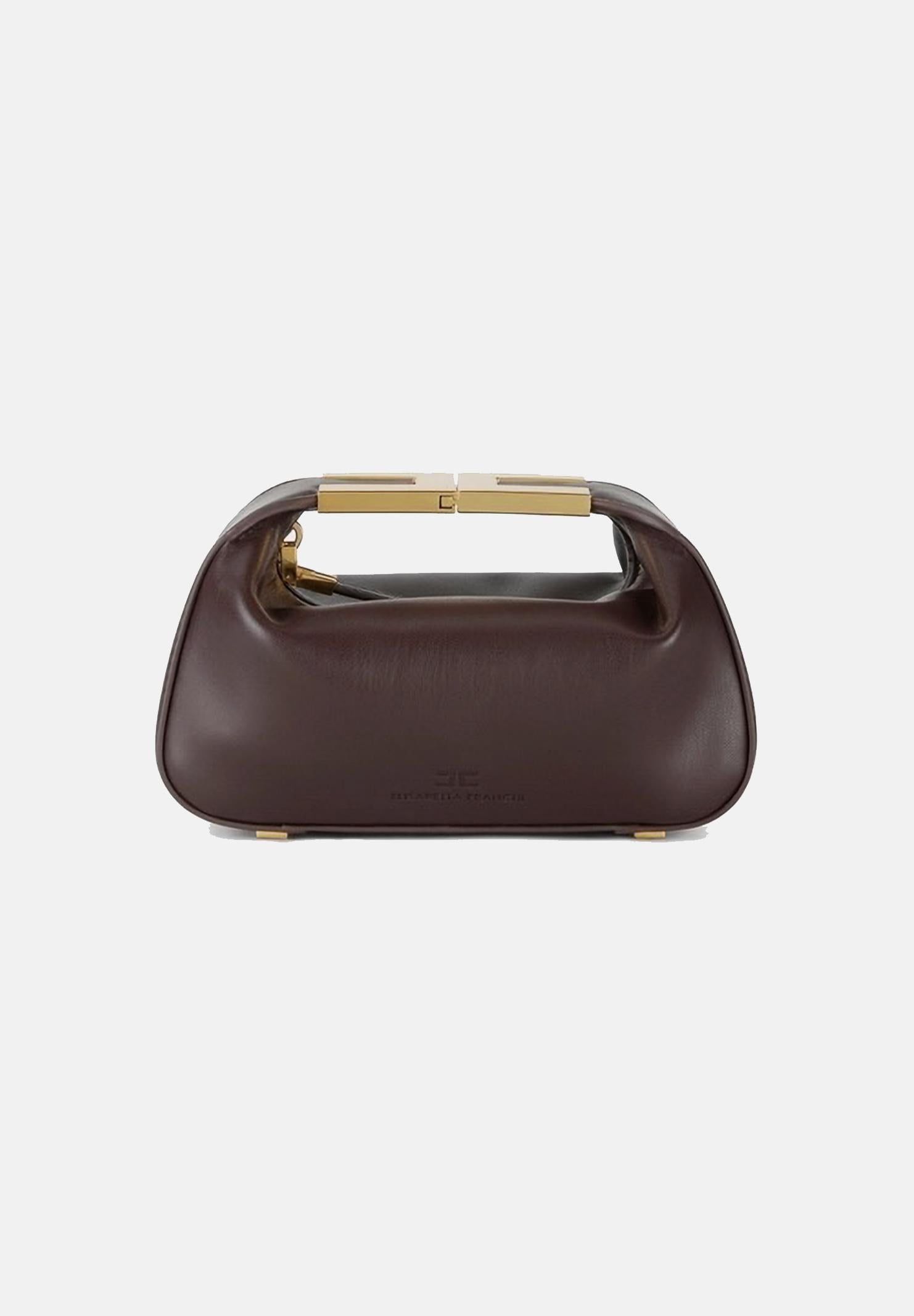 ELISABETTA FRANCHI Borsa a mano cacao da donna con manico gioiello<BR/> BS07A62E2 644 ELISABETTA FRANCHI