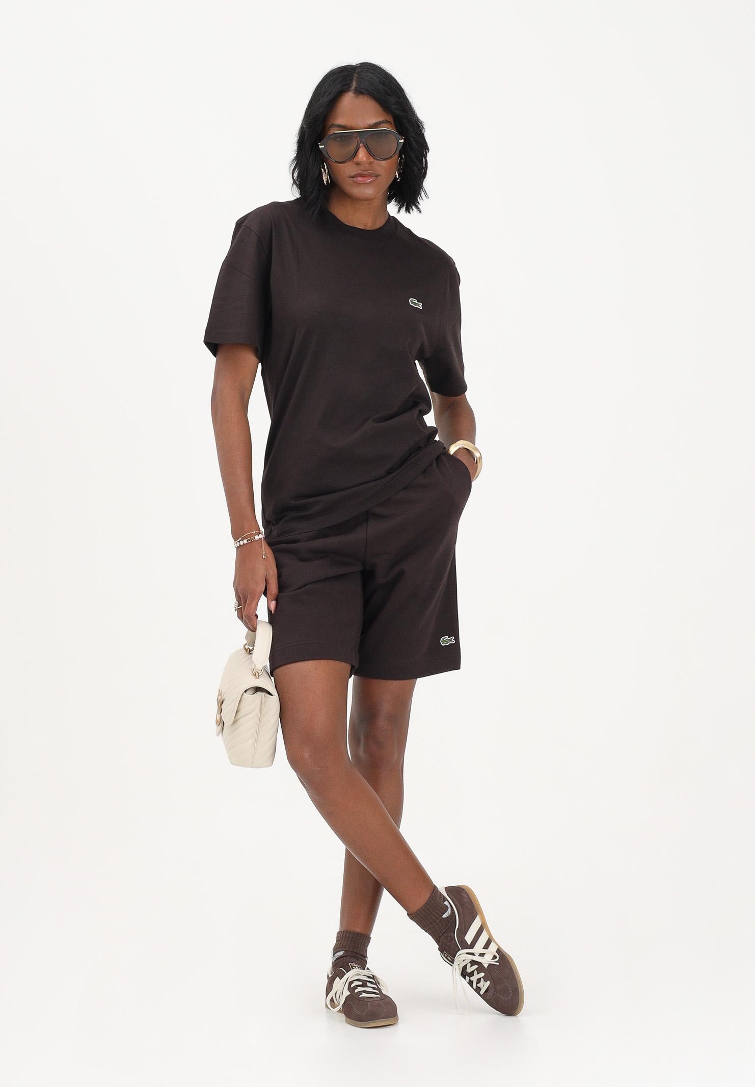 LACOSTE Shorts sportivo marrone per uomo e donna con logo GH9860 3LA LACOSTE
