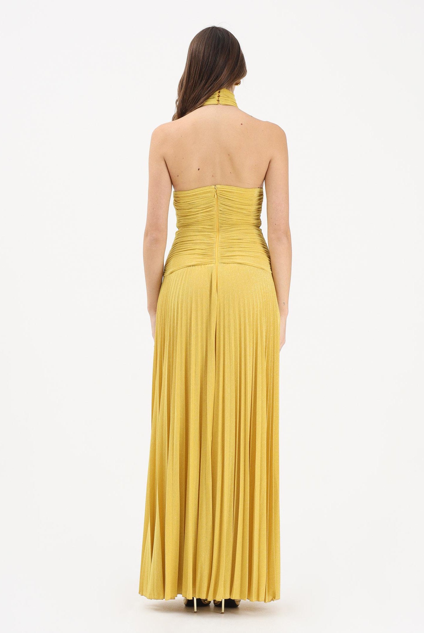 ELISABETTA FRANCHI Abito lungo giallo da donna in jersey lamé ABR1861E2 EV4 ELISABETTA FRANCHI