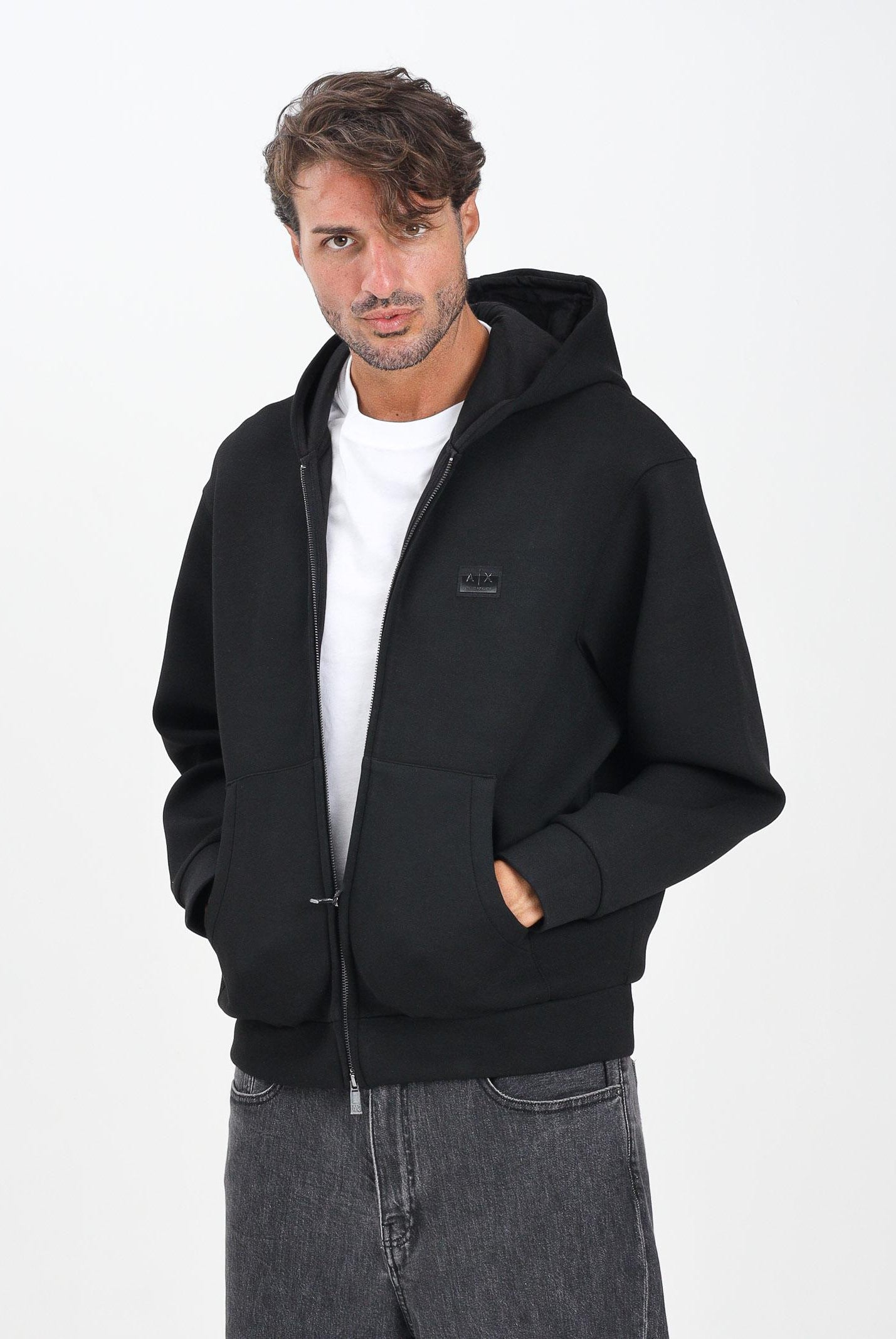 ARMANI EXCHANGE Felpa con zip nera da uomo XM001391AF18746 UC001 ARMANI EXCHANGE