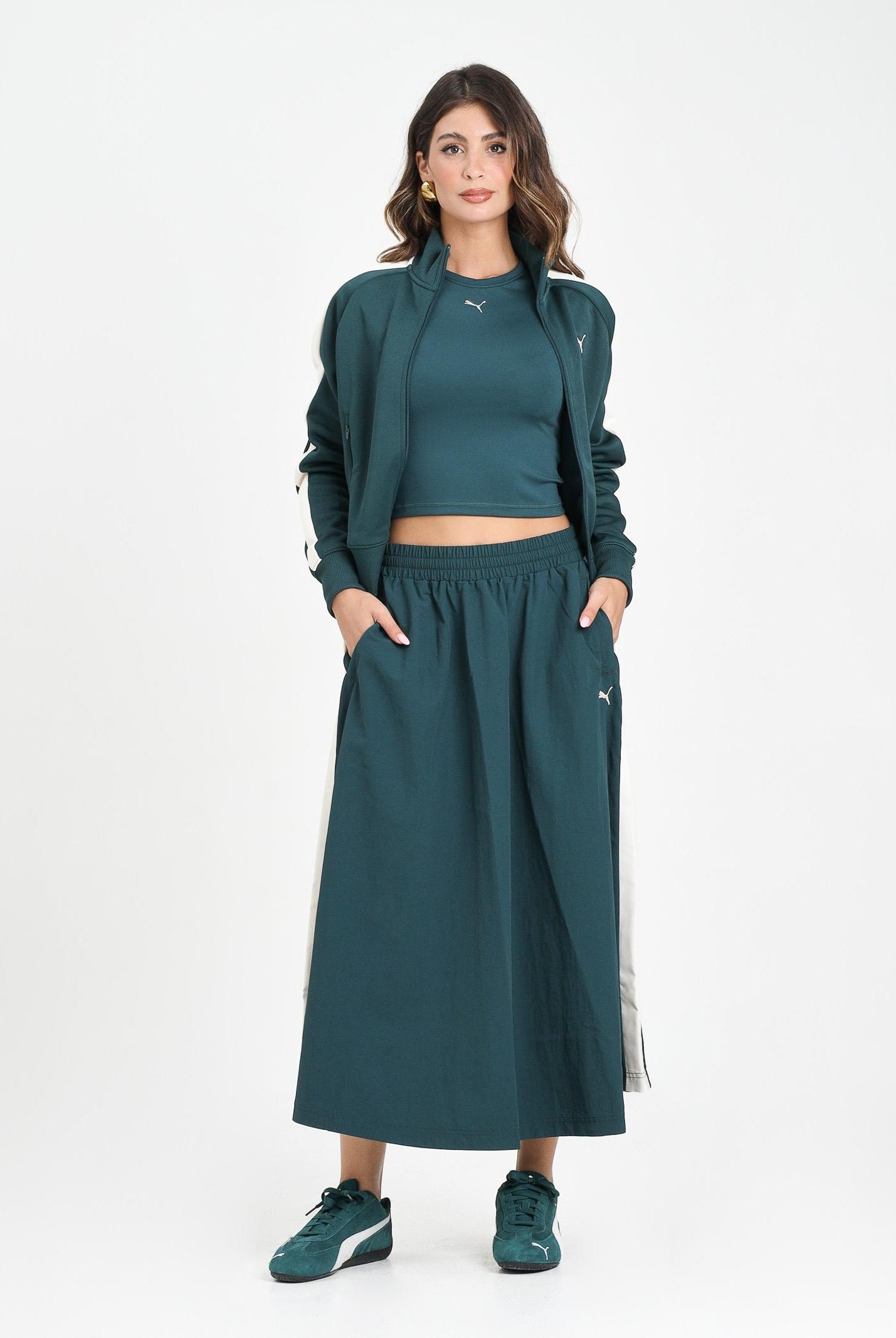 PUMA Gonna midi T7 verde da donna 633438 75 PUMA