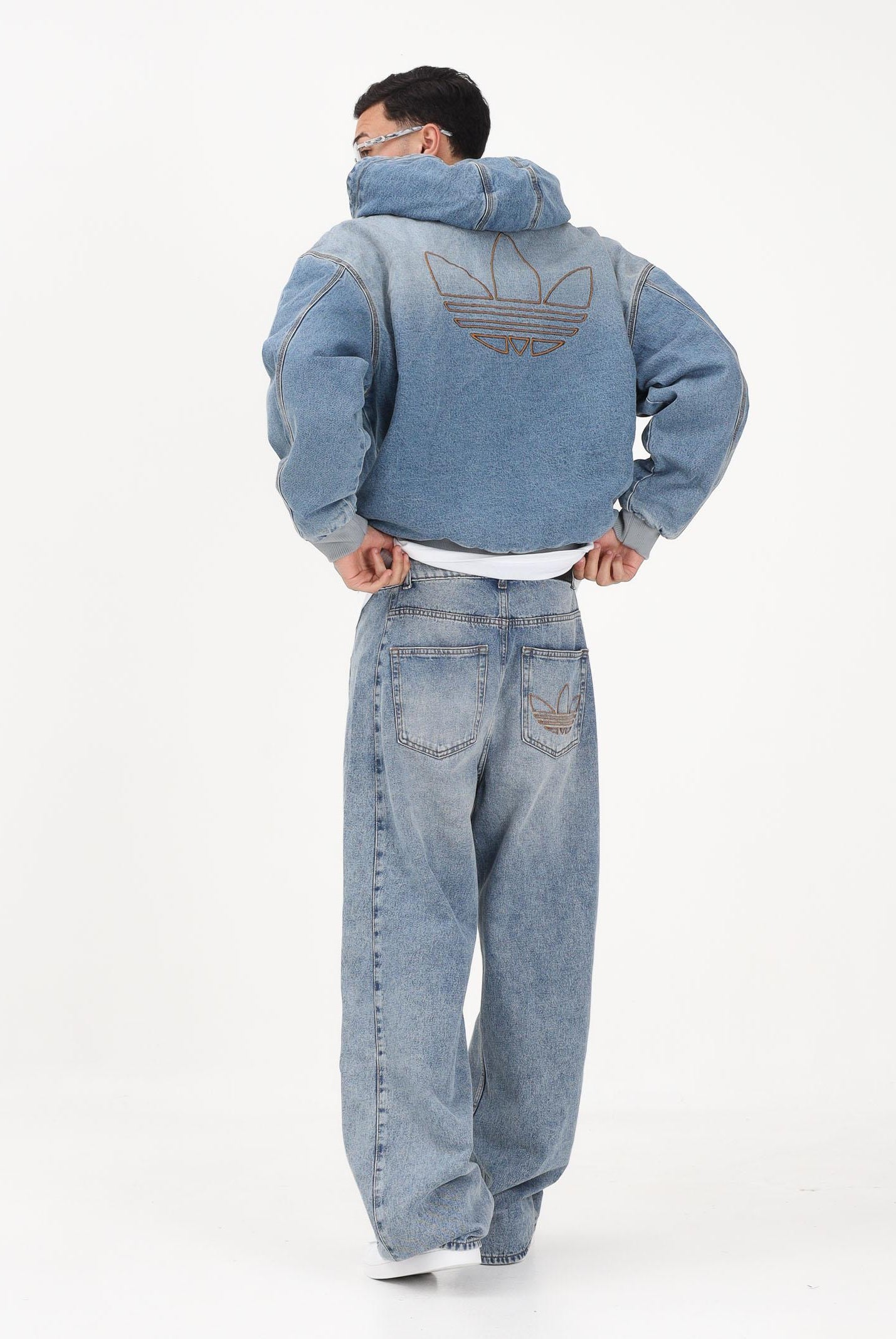 ADIDAS ORIGINALS Giubbotto Denim Padded in denim chiaro da uomo KE0131 . ADIDAS ORIGINALS