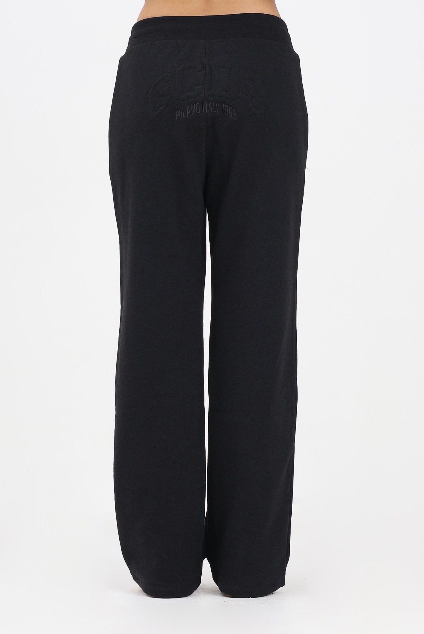 GCDS Pantalone sportivo nero per uomo e donna con stampa logo B2EW3001JD1 99 GCDS