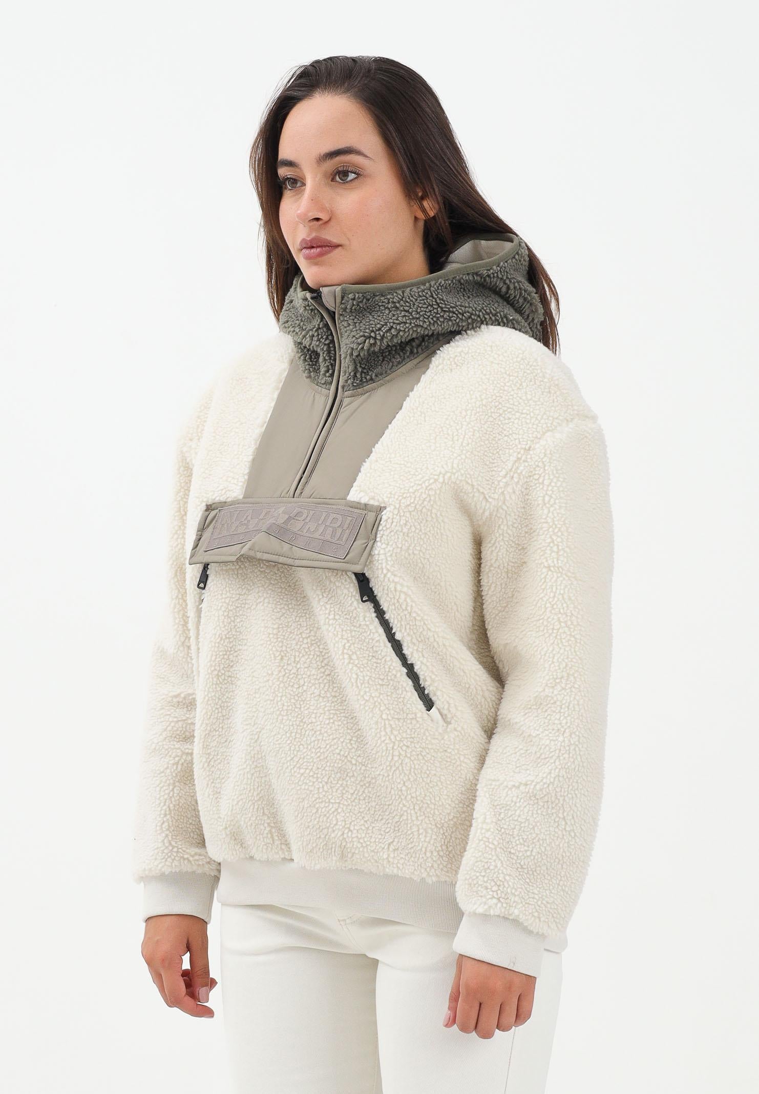 NAPAPIJRI Felpa mezza zip Seline panna da donna NP0A4HYON1J1 NAPAPIJRI