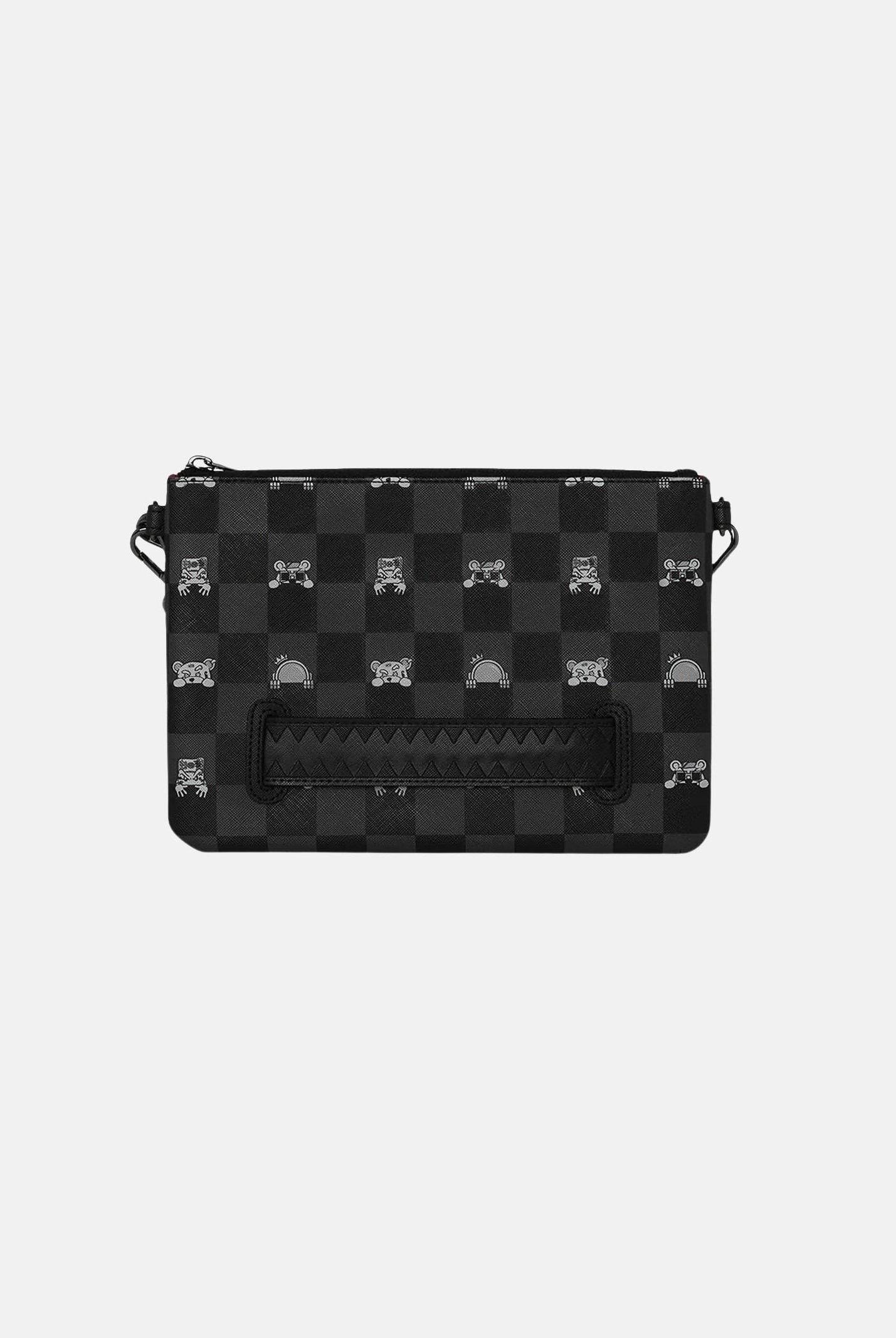 SPRAYGROUND Pochette GRAY PEEKING CHARACTER CHECK nera per uomo e donna 910B8915NSZ . SPRAYGROUND