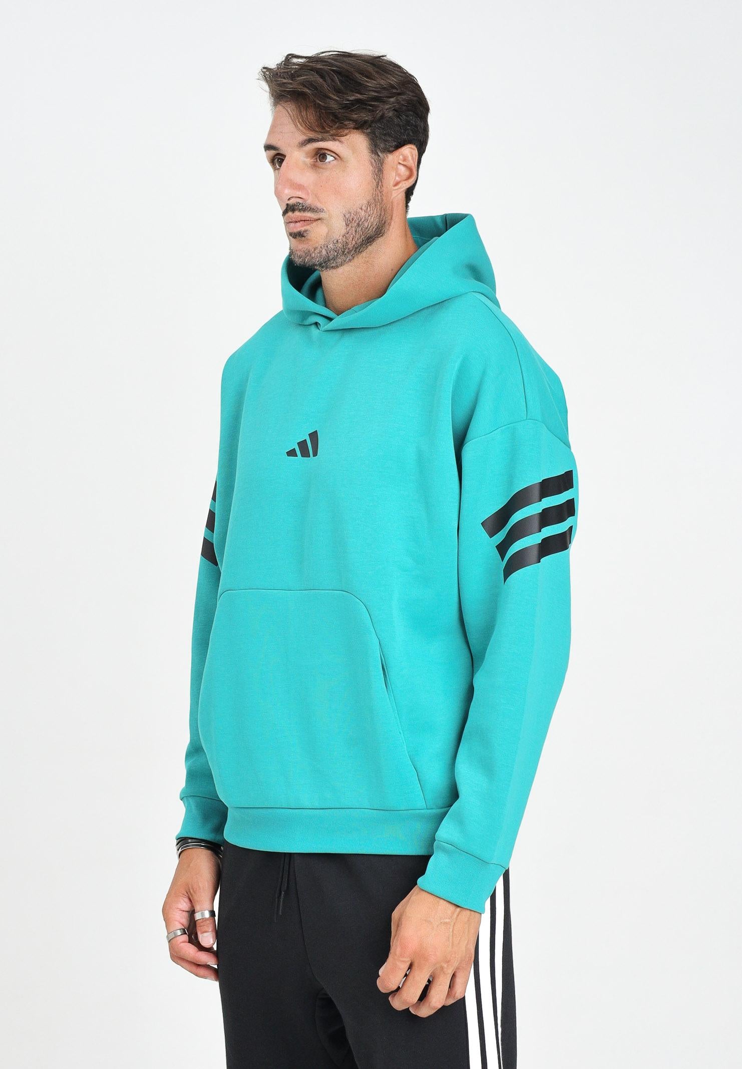 ADIDAS PERFORMANCE Felpa con cappuccio Future Icons 3-Stripes verde acqua da uomo JW7096 ADIDAS PERFORMANCE