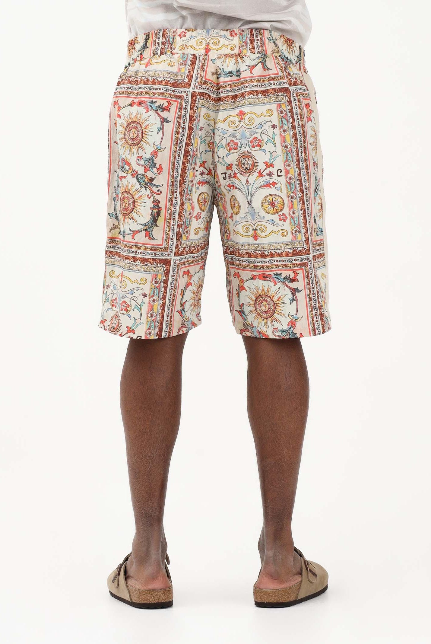 JUST CAVALLI Shorts beige da uomo con stampa ornamentale 80OAD334CQDP3 R85 JUST CAVALLI