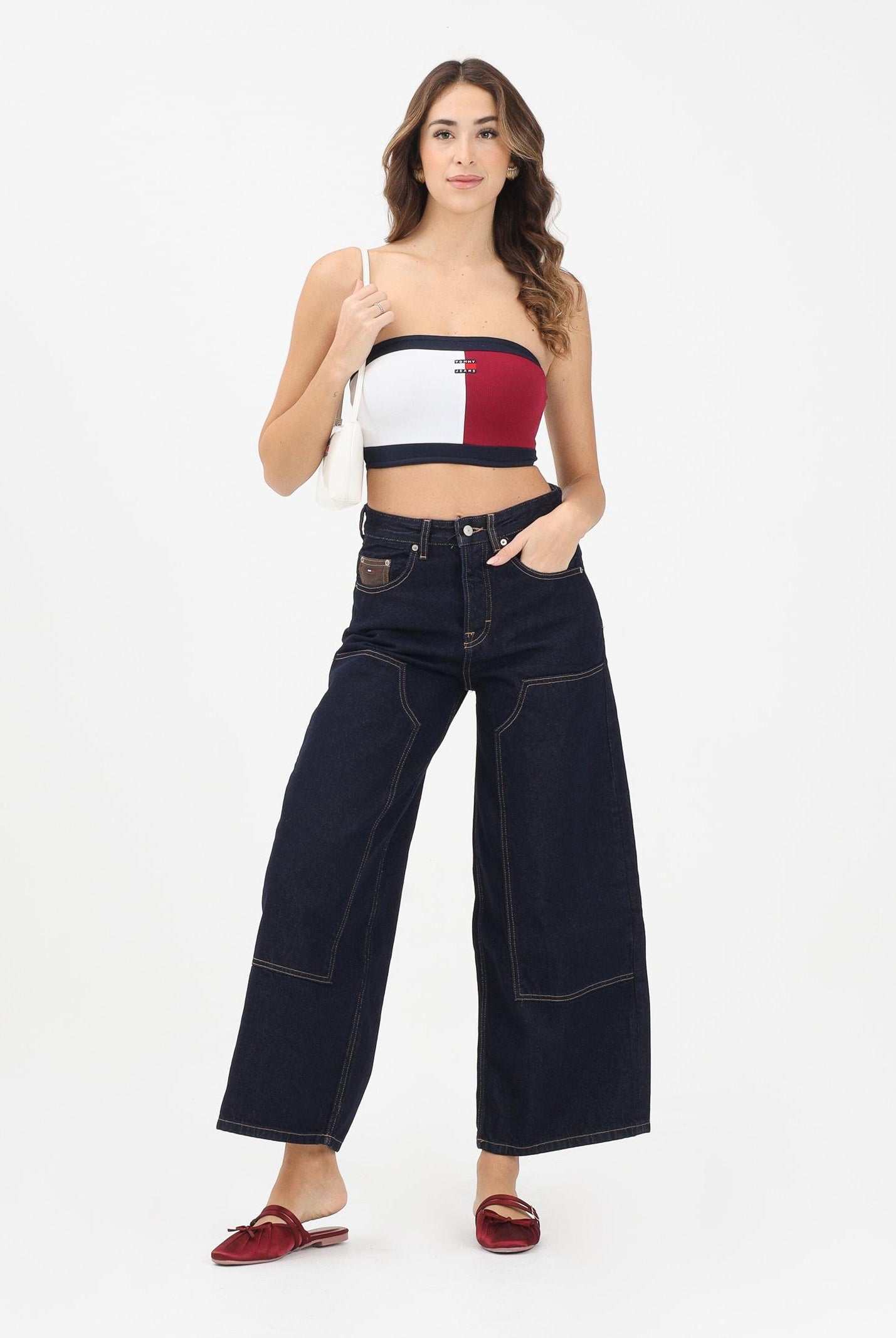 TOMMY JEANS Jeans in denim scuro da donna dal taglio wide leg DW0DW22550 1BK TOMMY JEANS