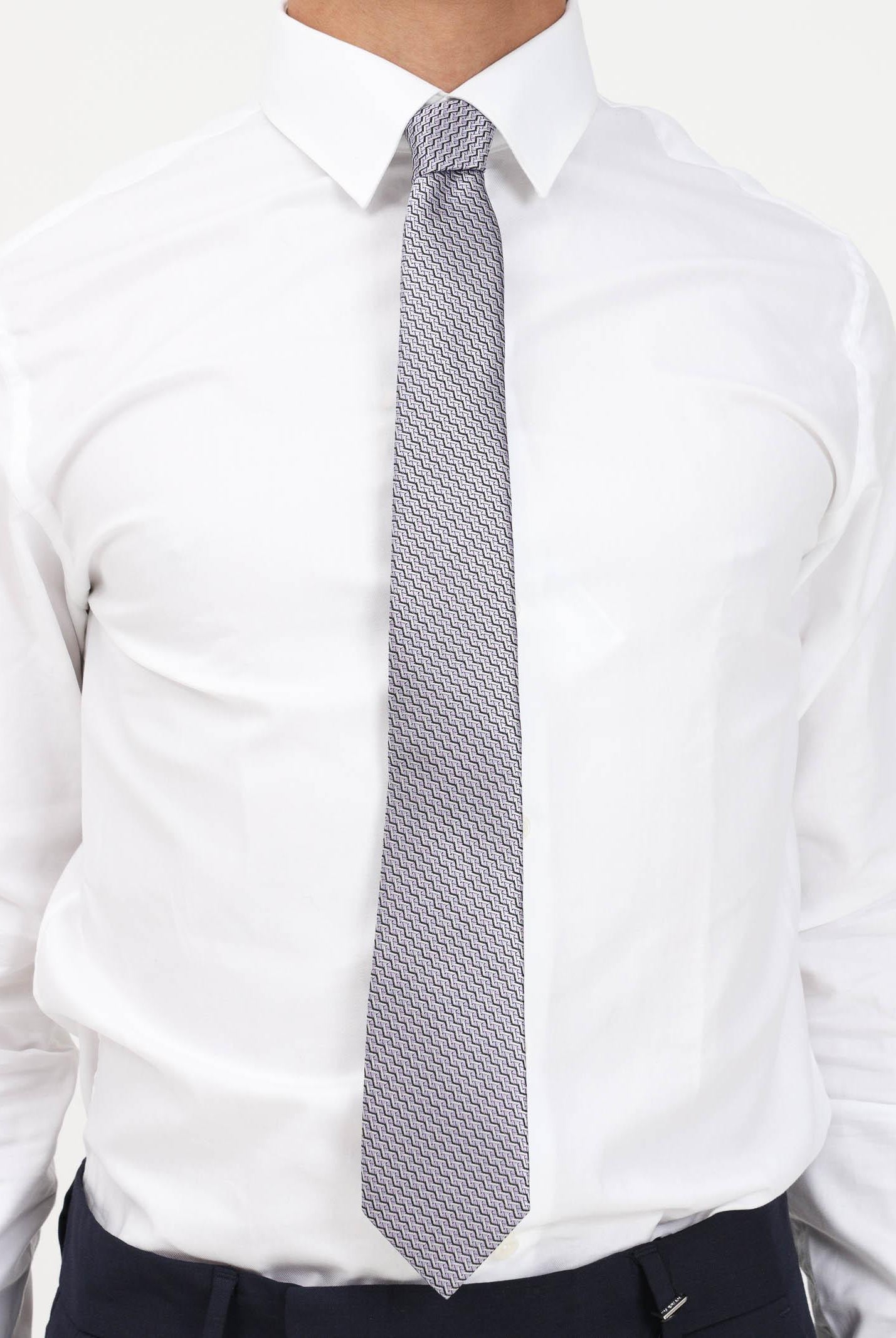 LANVIN Cravatta grigia da uomo in seta con motivo astratto 2059/5C . LANVIN