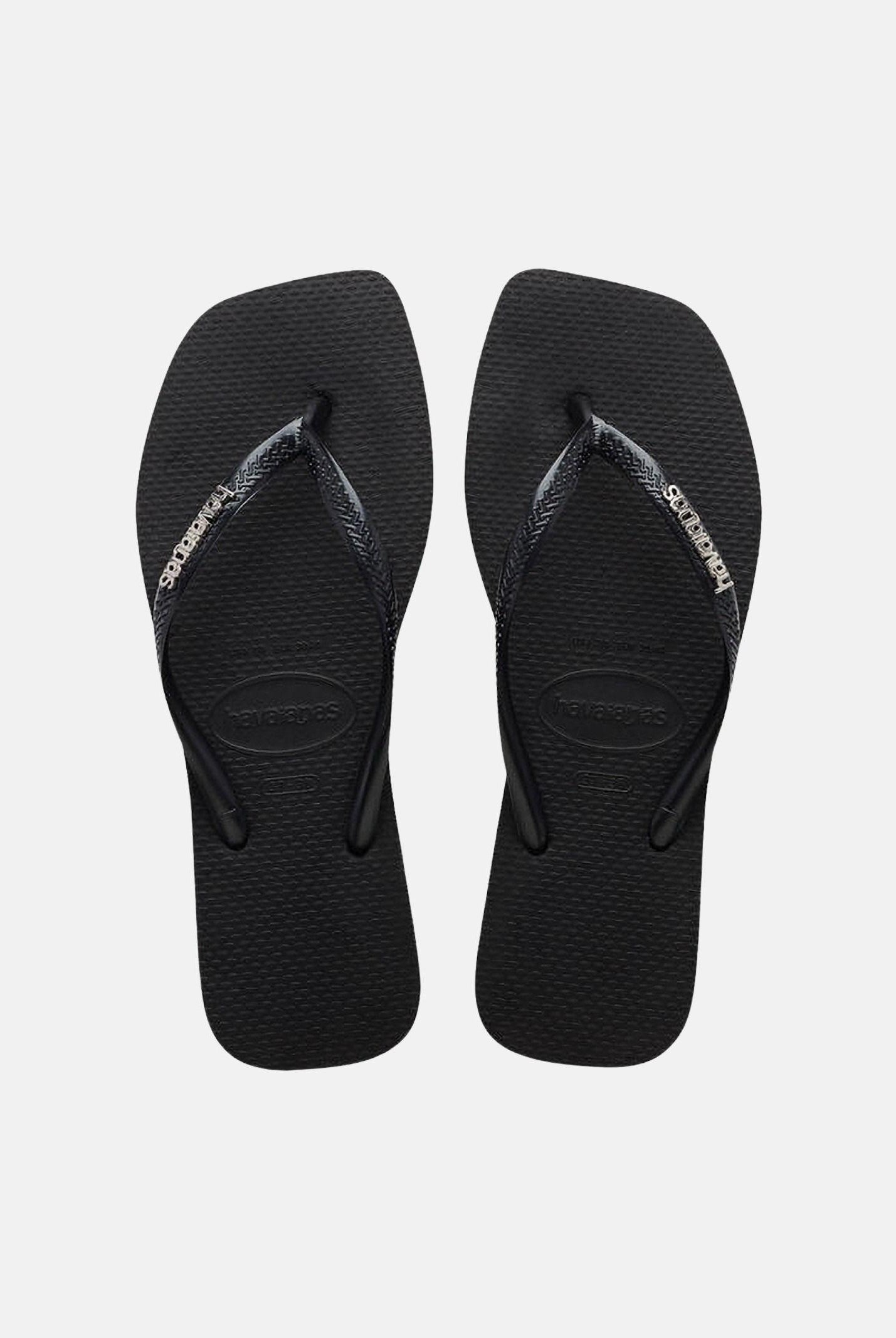 HAVAIANAS Infradito Square Logo Metallic neri da donna 4148257 2976 HAVAIANAS