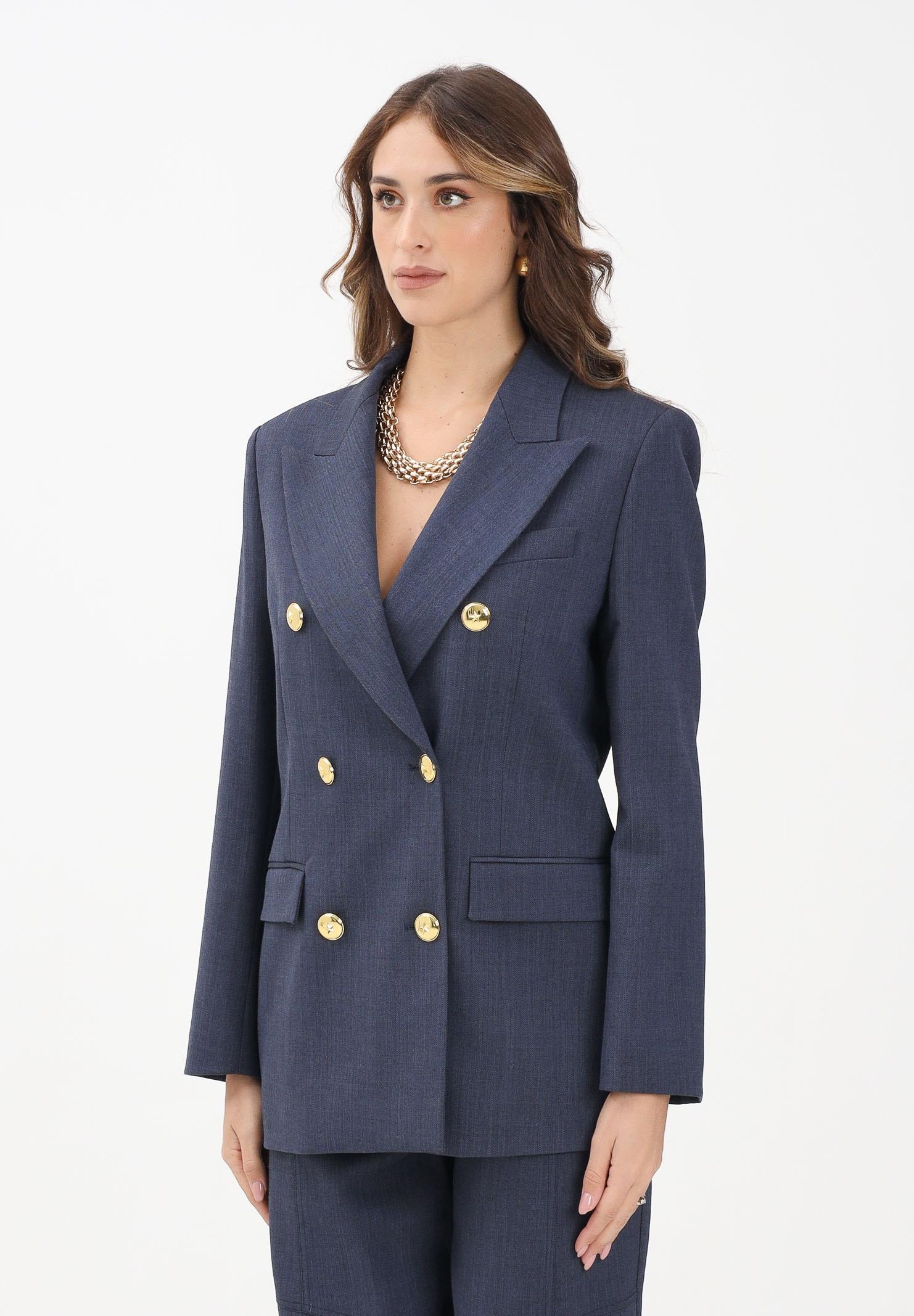 PINKO Giacca doppiopetto blu da donna con bottoni dorati 105617A2SN G07 PINKO