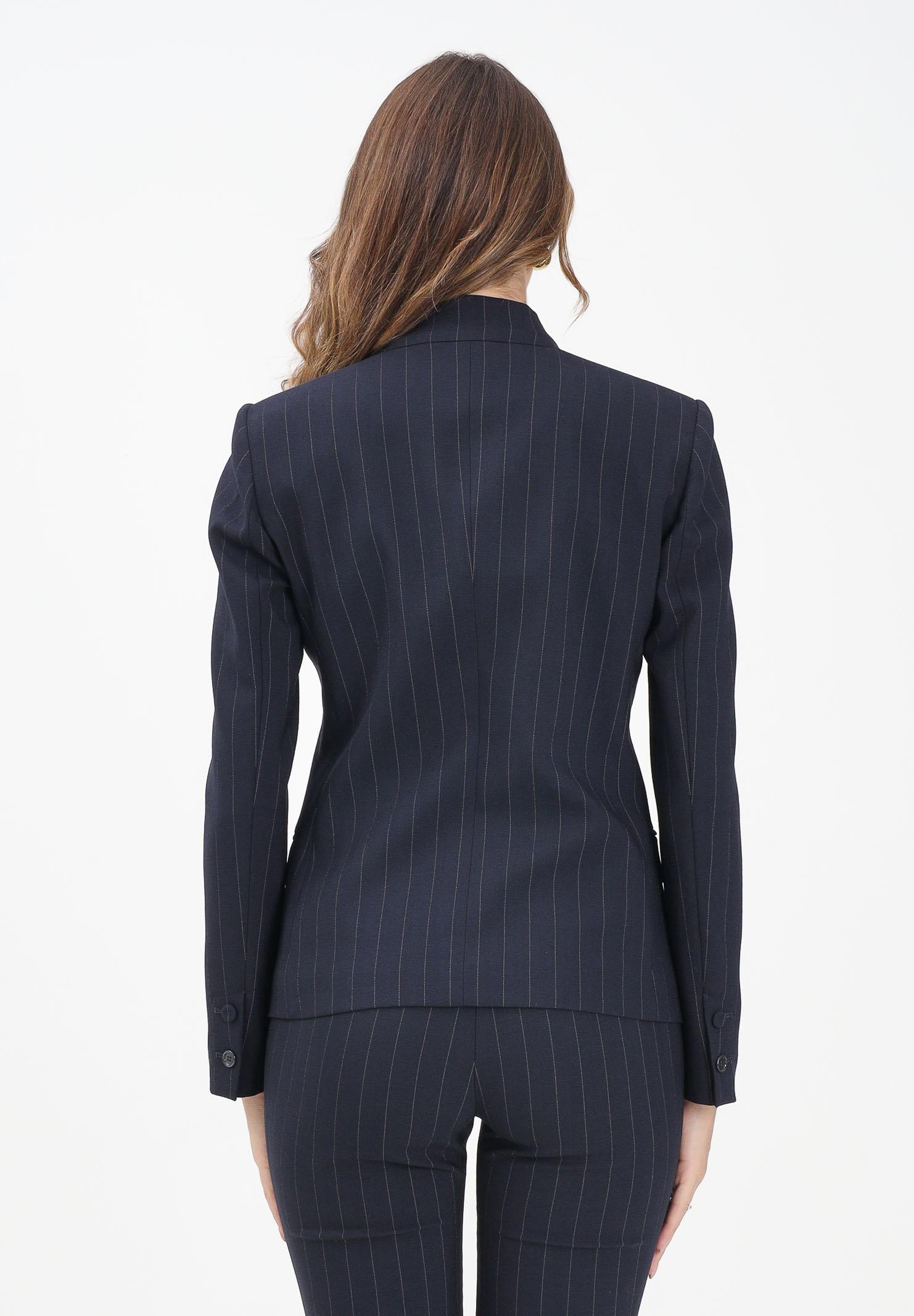 PINKO Giacca monopetto blu da donna con motivo gessato 105626A2QY EZ1 PINKO