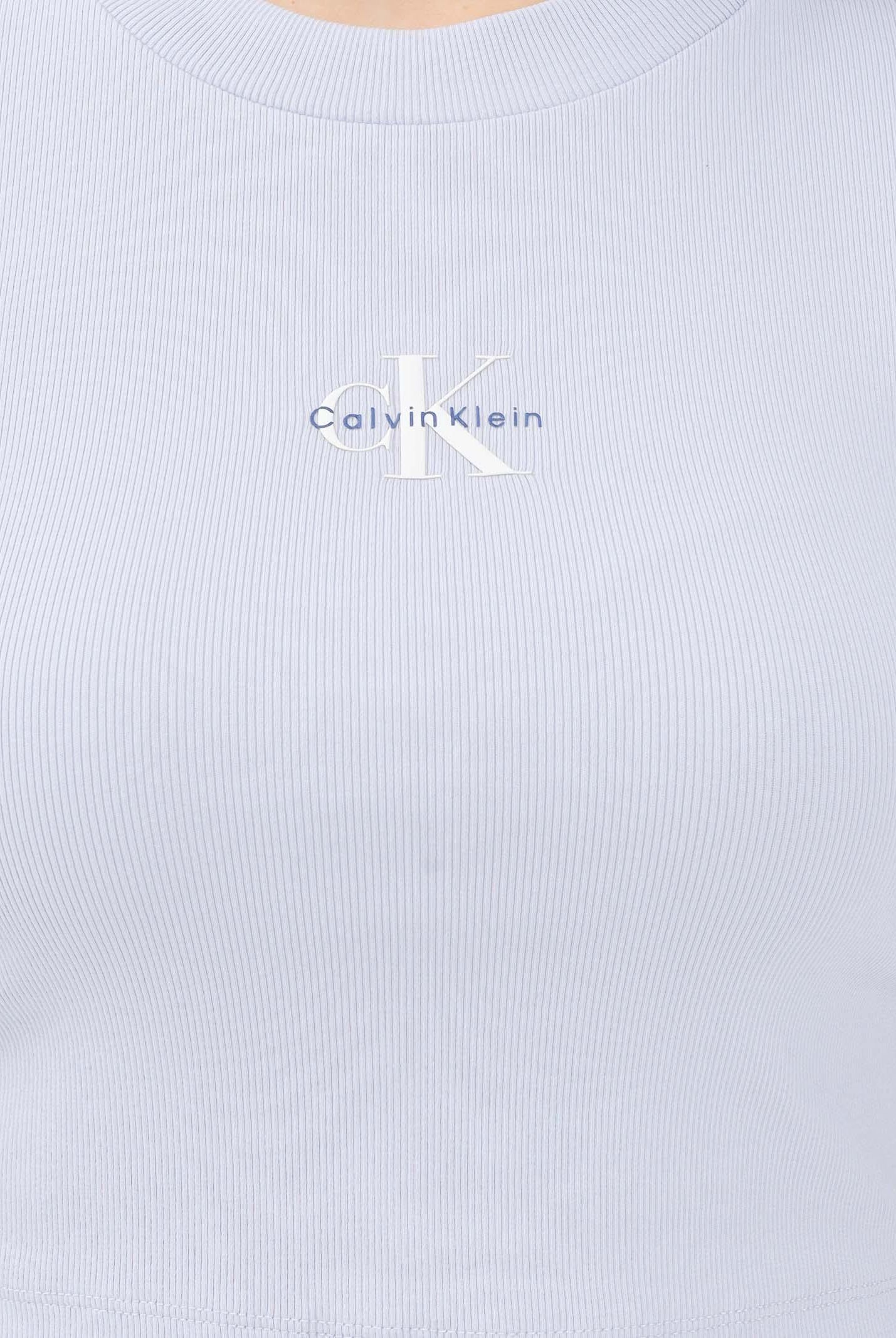CALVIN KLEIN JEANS T-shirt a manica corta celeste da donna con logo LV047AB802TKF . CALVIN KLEIN JEANS