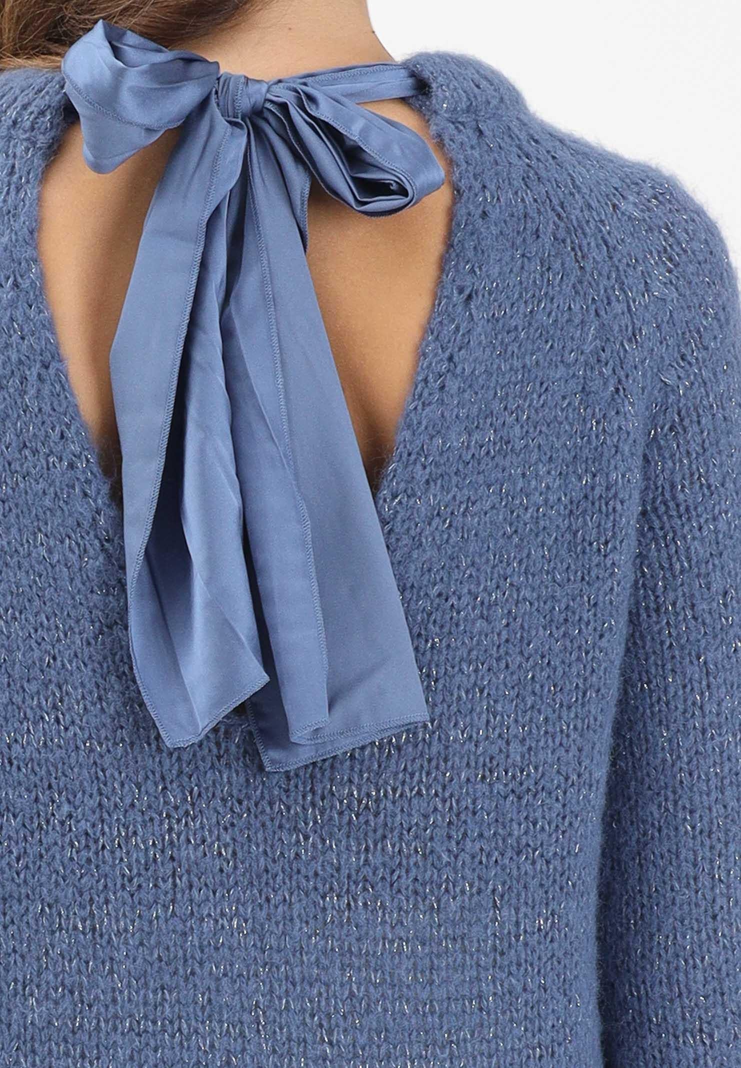 ONLY Maglioncino girocollo celeste da donna con fiocco sul retro 15353235 VintageIndigo ONLY