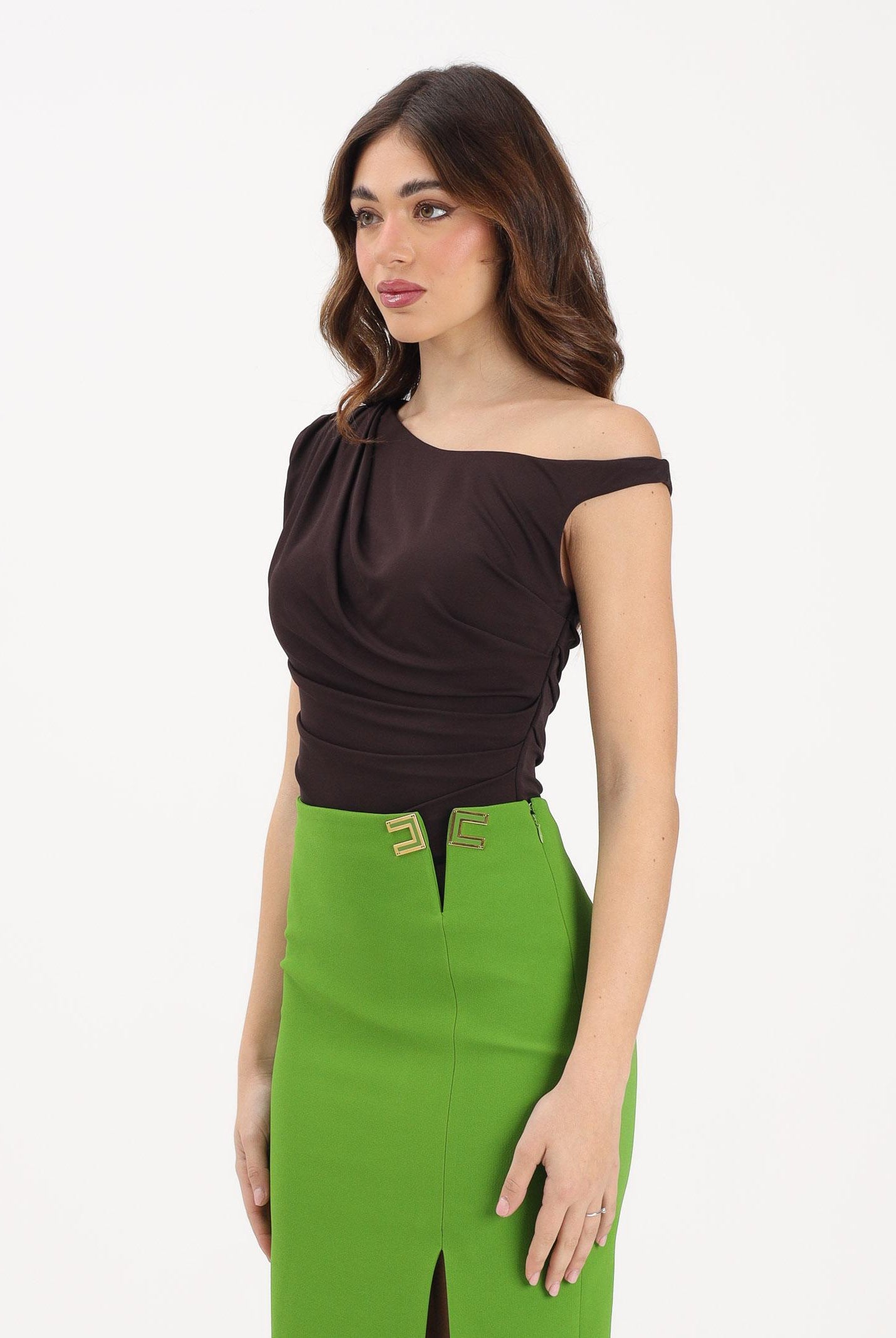 ELISABETTA FRANCHI Body marrone da donna con spallina gioiello BO01361E2 EV9 ELISABETTA FRANCHI