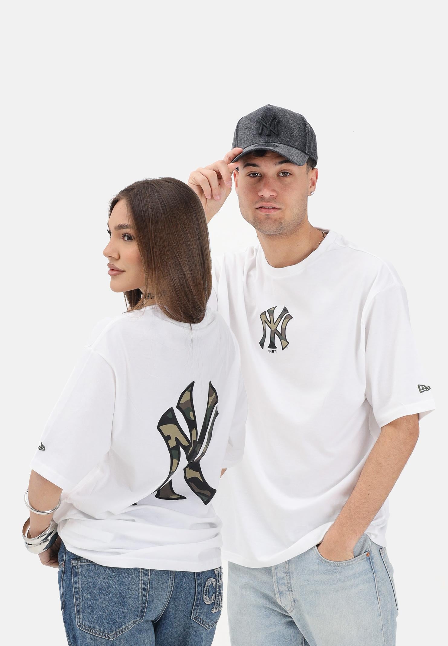 NEW ERA T-shirt a manica corta Oversized New York Yankees MLB Infill bianca per uomo e donna 60856215 . NEW ERA
