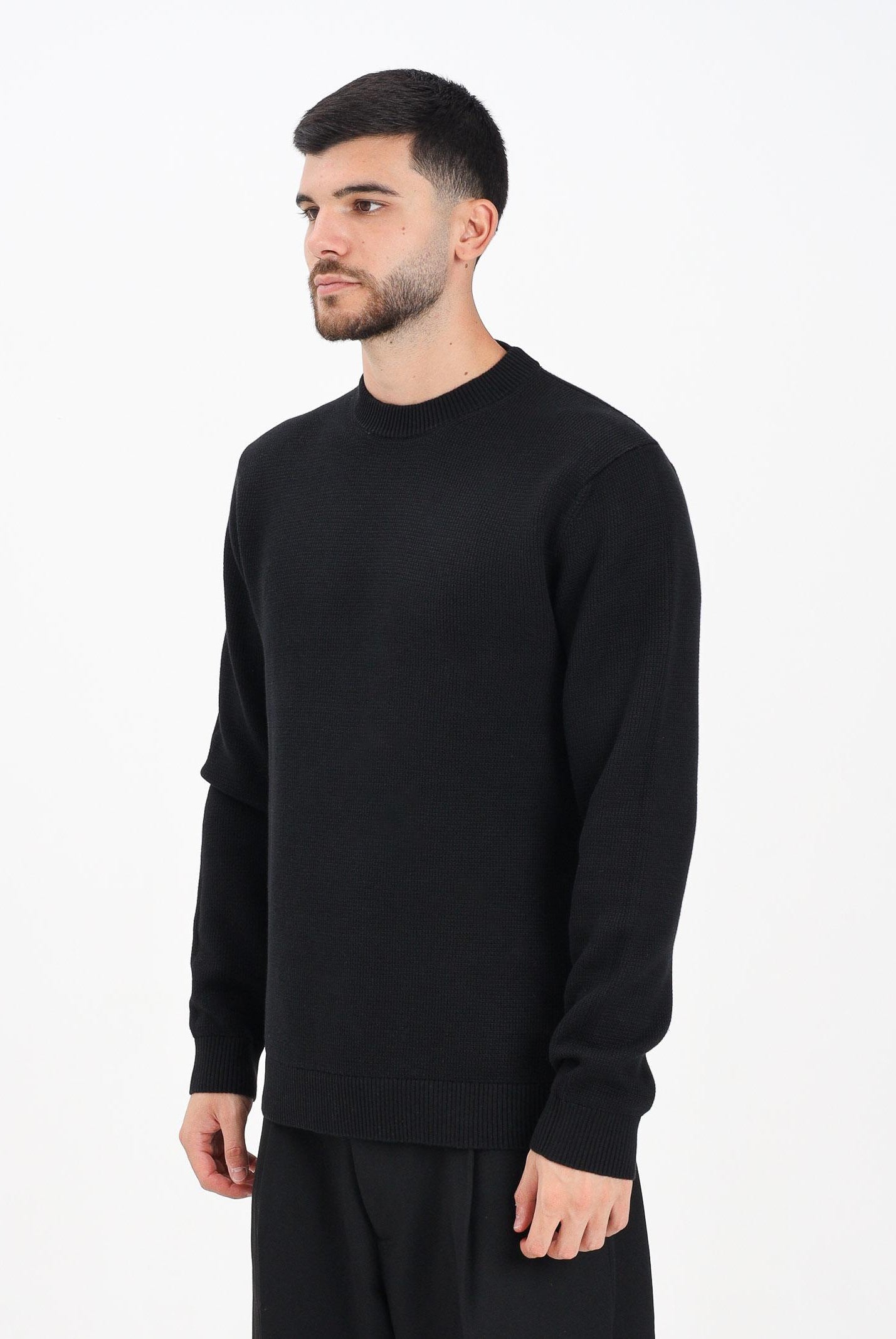 SELECTED HOMME Maglioncino girocollo nero da uomo 16092599 Black SELECTED HOMME