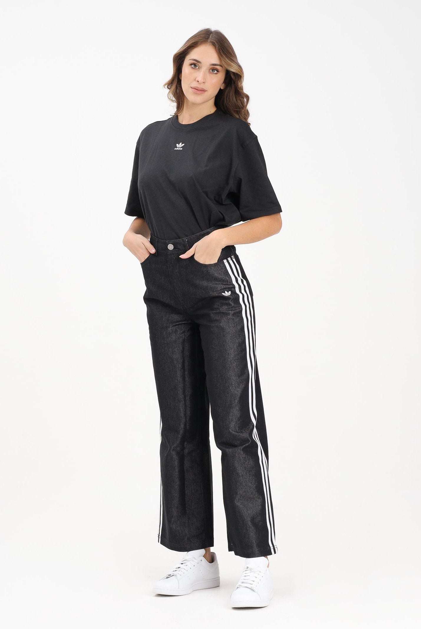 ADIDAS ORIGINALS Jeans Adilenium Season 4 Teamgeist Baggy Shine nero da donna KE9799 ADIDAS ORIGINALS