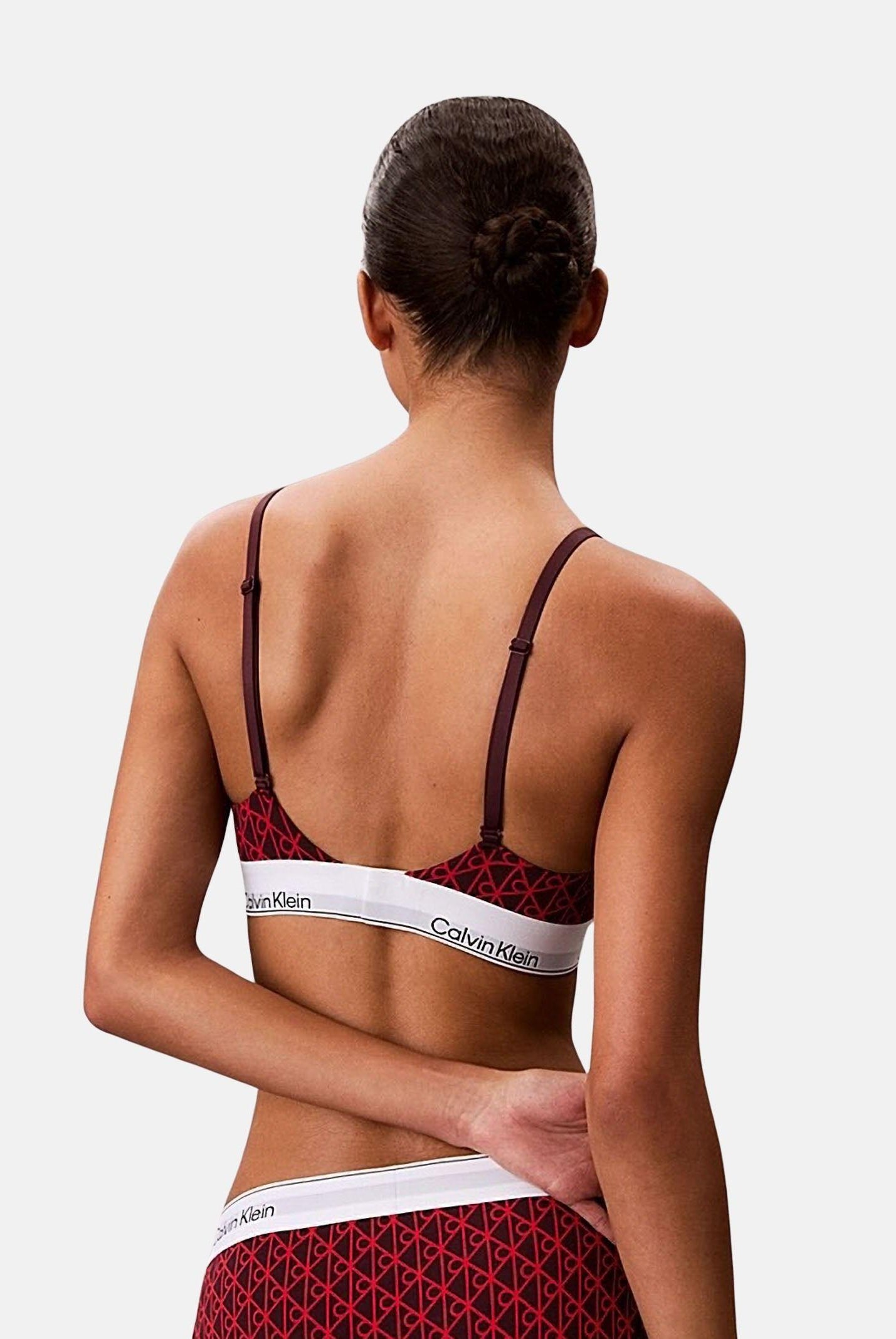 CALVIN KLEIN Bralette rossa da donna caratterizzata da stampa monogramma "CK" LV00QF8498 ZIJ CALVIN KLEIN