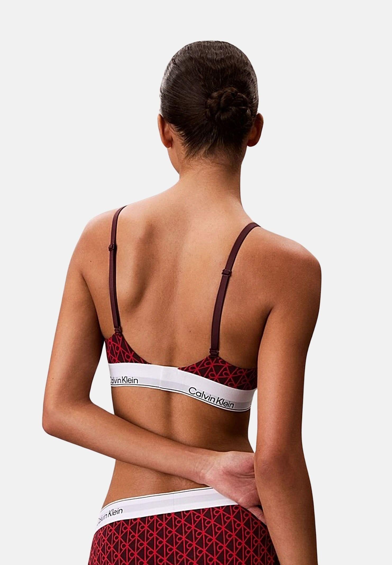 CALVIN KLEIN Bralette rossa da donna caratterizzata da stampa monogramma "CK" LV00QF8498 ZIJ CALVIN KLEIN