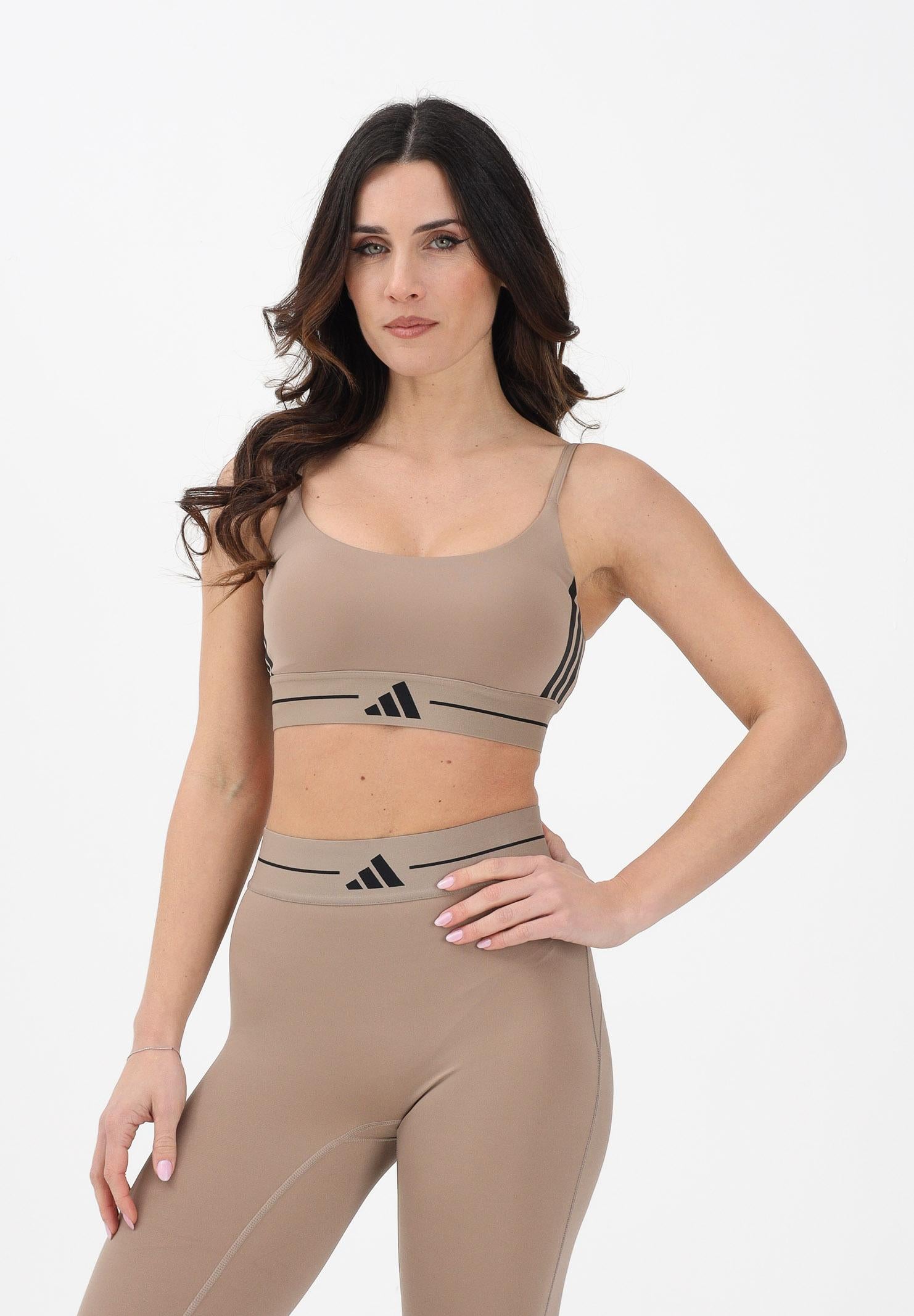 ADIDAS PERFORMANCE Top sportivo HYPERGLAM RIB beige da donna KQ5194 . ADIDAS PERFORMANCE
