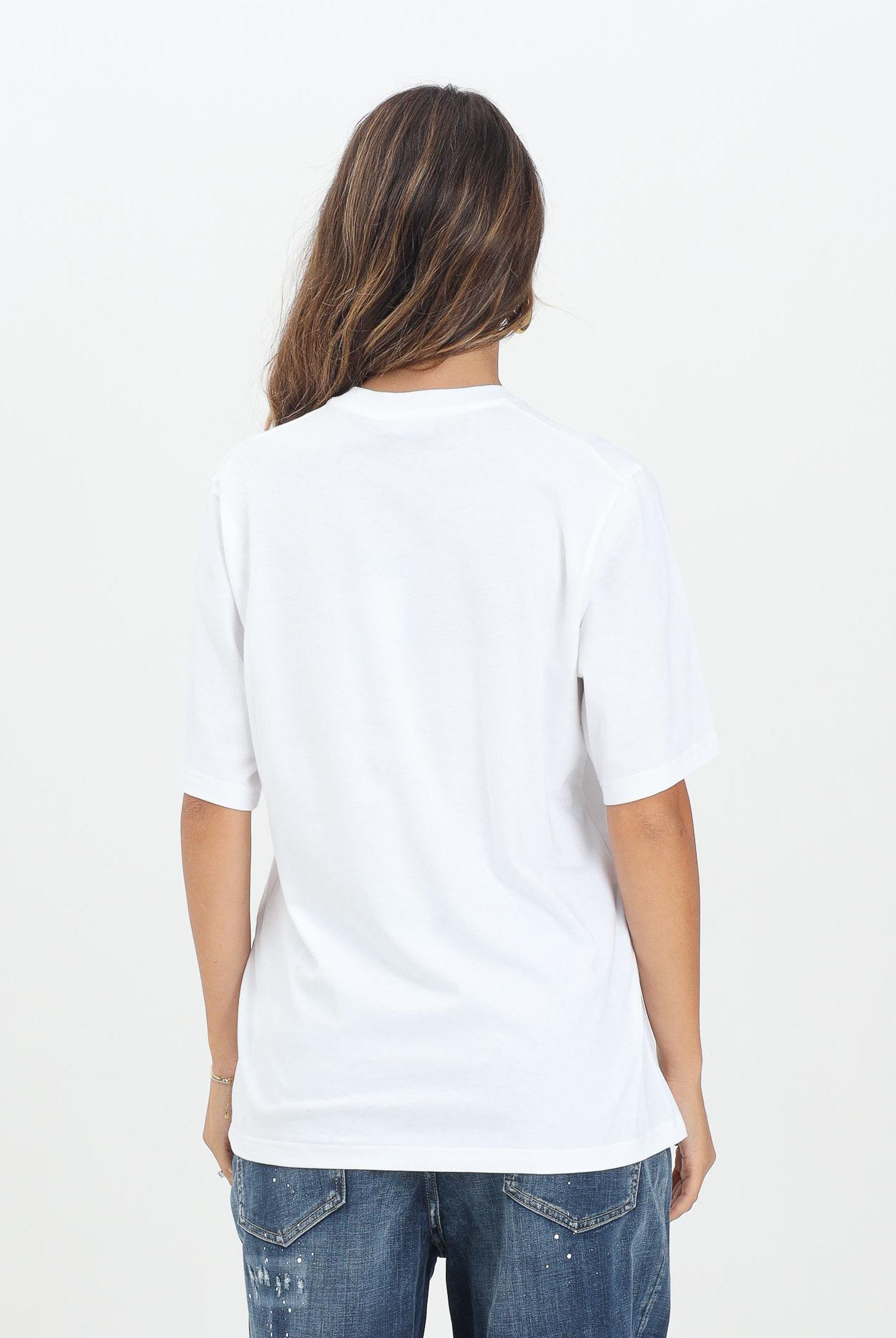 DSQUARED2 T-shirt a manica corta bianca per donna, ragazzi e bambini con logo patch DQ2992D0ACD DQ100 DSQUARED2