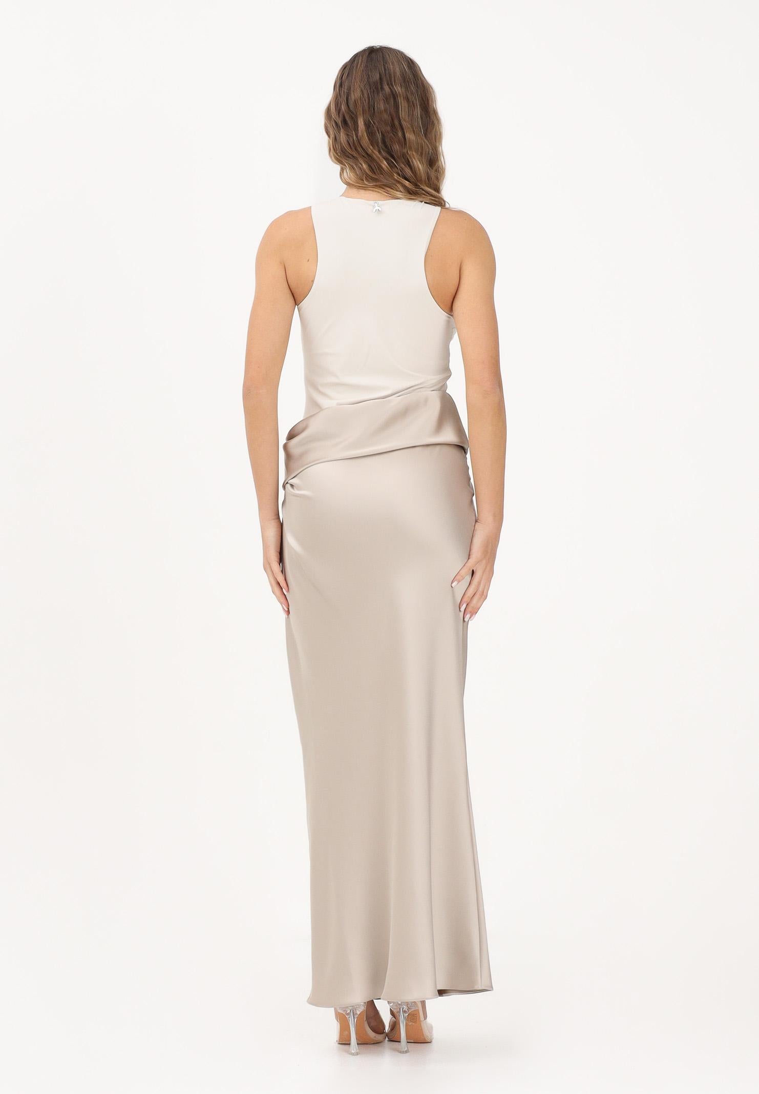 PATRIZIA PEPE Abito lungo panna e beige da donna in satin 8A1656A269 J4U7 PATRIZIA PEPE
