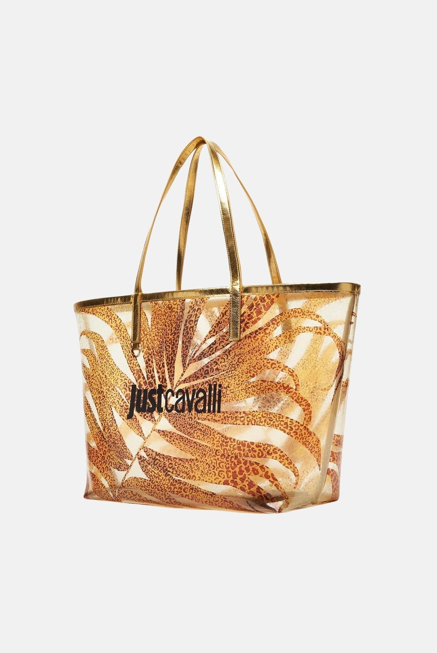 JUST CAVALLI Borsa mare oro da donna con stampa tropicale 80RA4BS2ZSE22 R79 JUST CAVALLI
