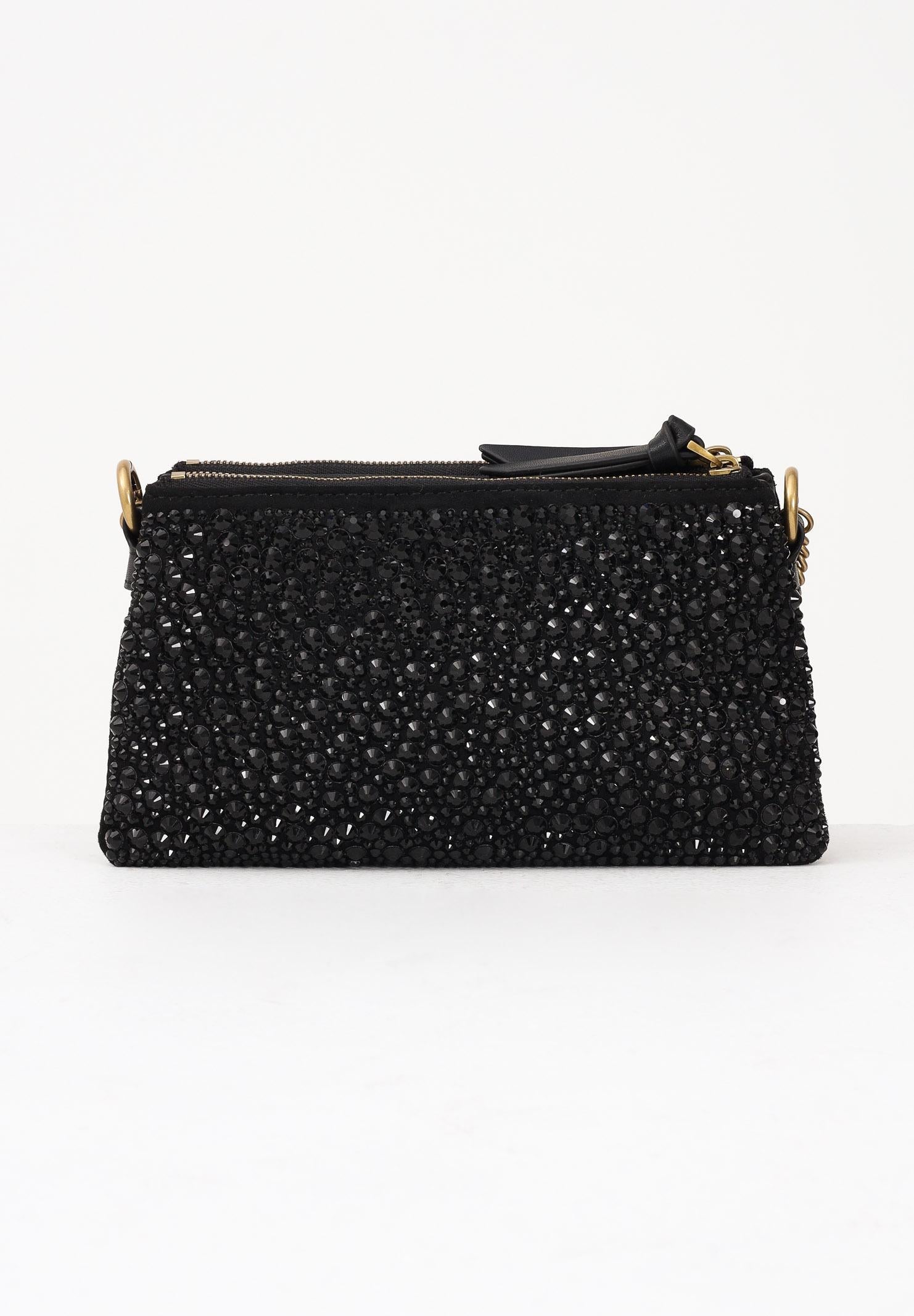 PINKO Borsetta Mini Double full strass nera da donna 105359A2WF Z99Q PINKO