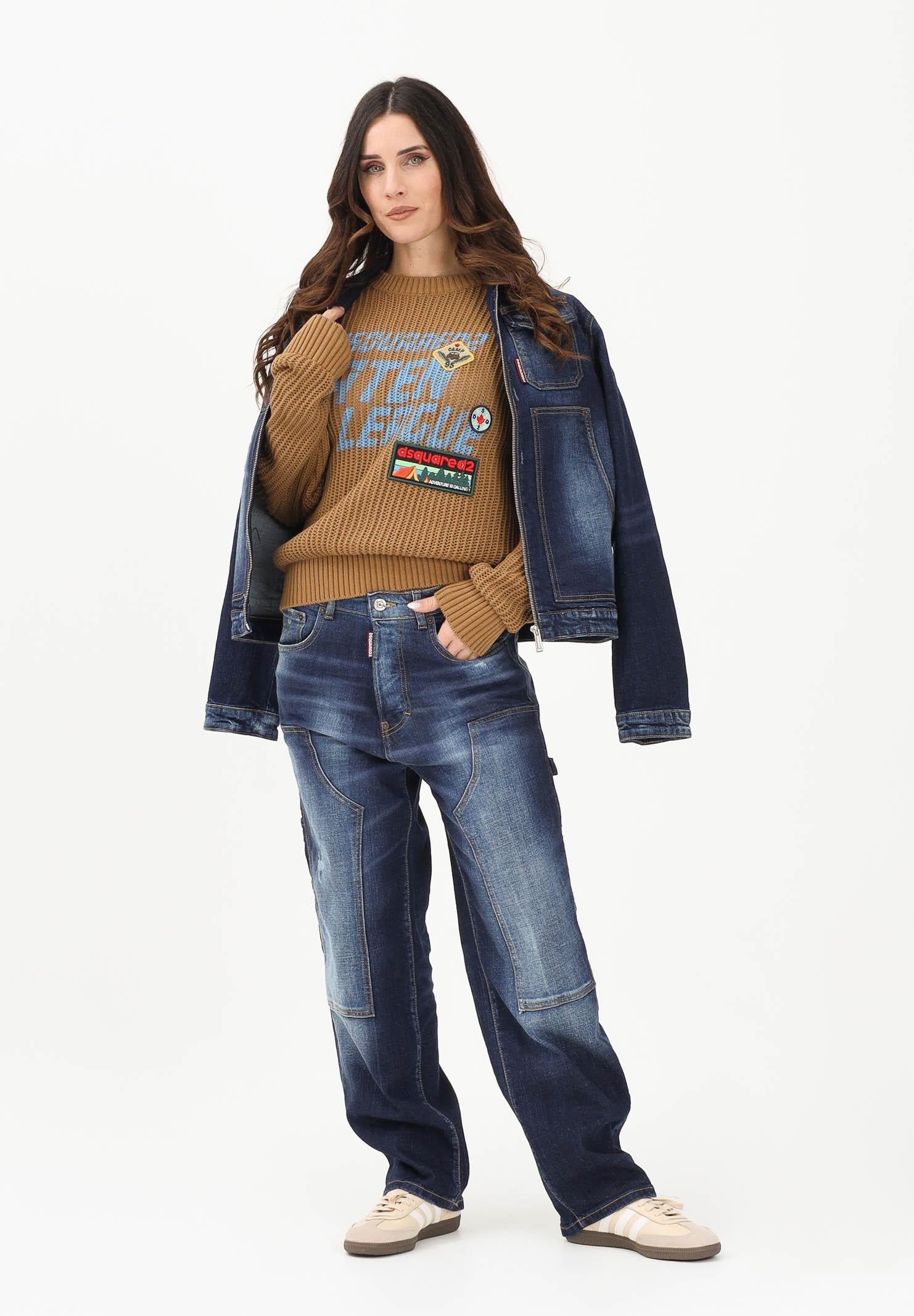 DSQUARED2 Jeans cargo in lavaggio blu medio per donna, bambino e bambina DQ2636D0AFS DQ01 DSQUARED2