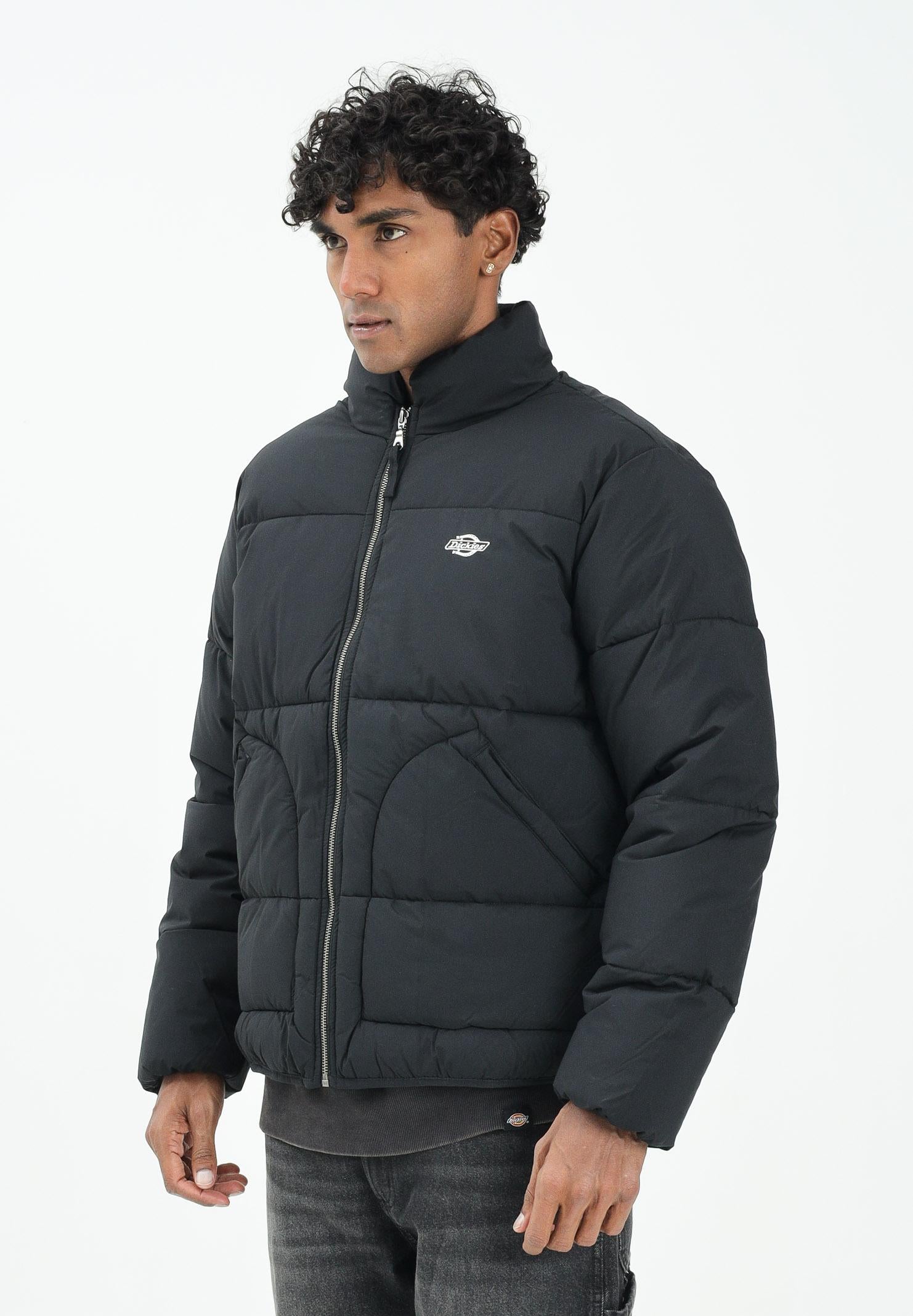 DICKIES Summerdale piumino nero da uomo con lofo ricamato in bianco DK0A87OGBLK1 DIckies