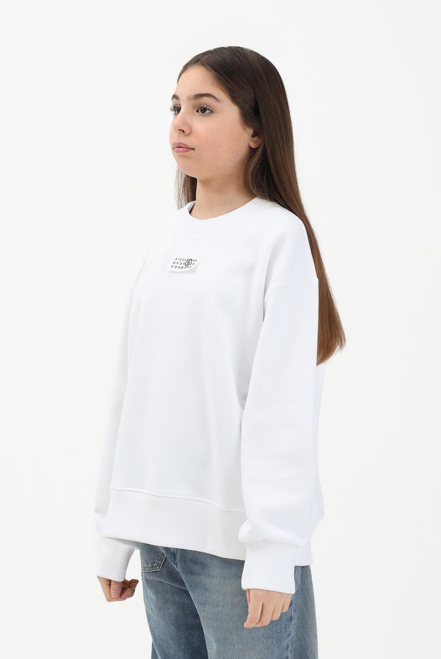 MAISON MARGIELA Felpa girocollo bianca per donna, ragazzi e bambini con logo M61011MM04H M6100 MAISON MARGIELA